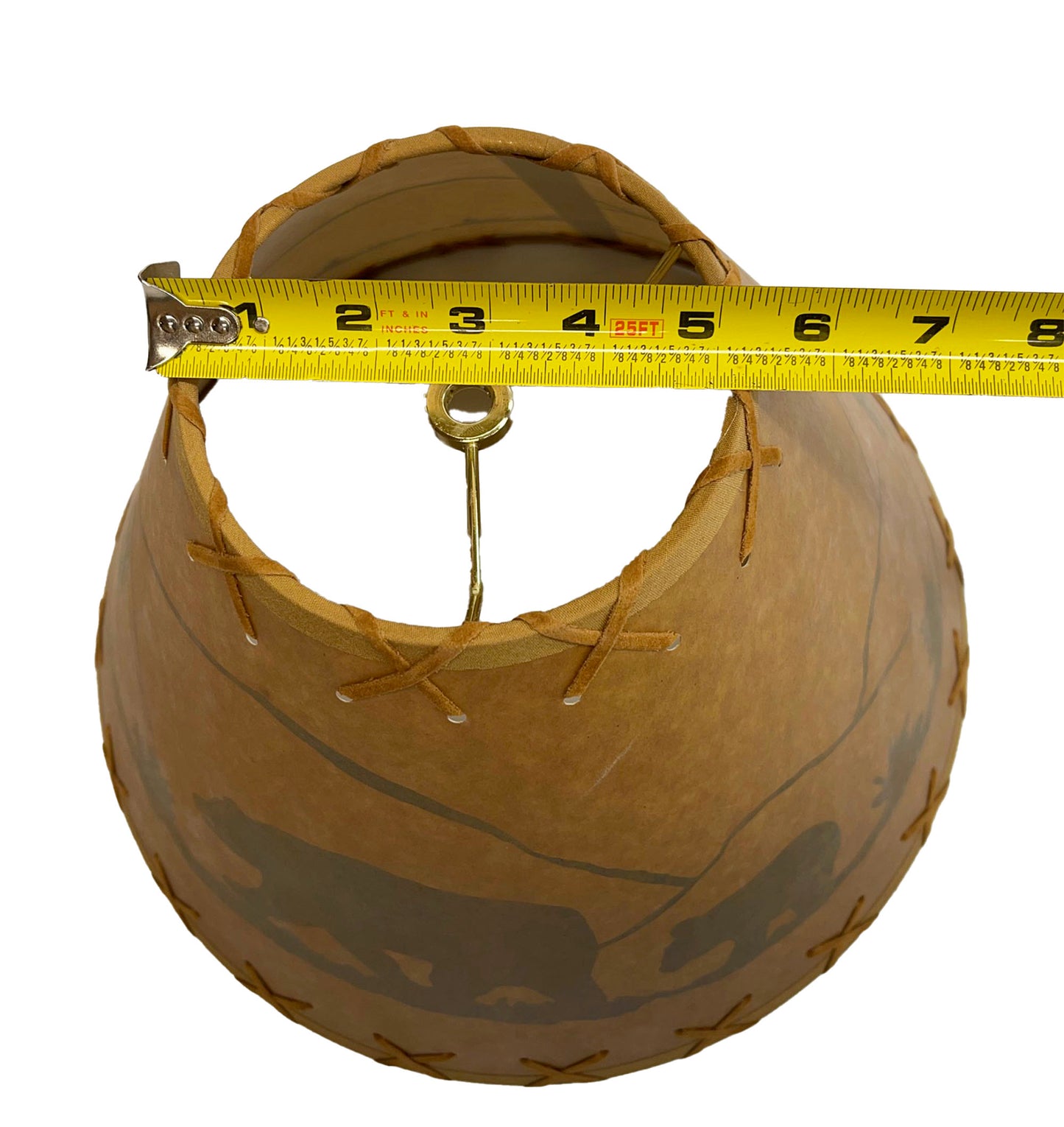 Rustic Oiled Kraft Lamp Shade with Bear Design - 14"