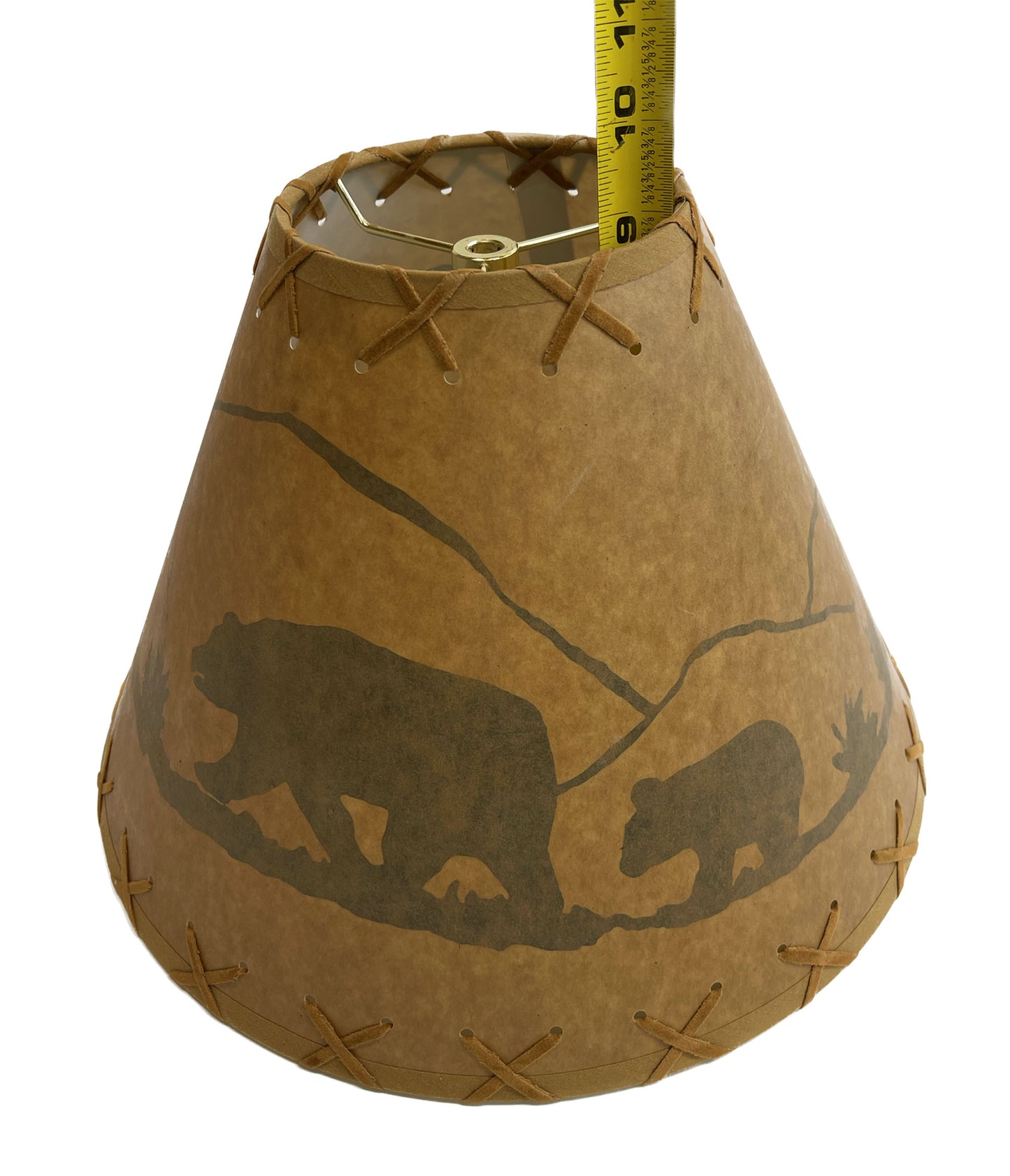 Rustic Oiled Kraft Lamp Shade with Bear Design - 14"