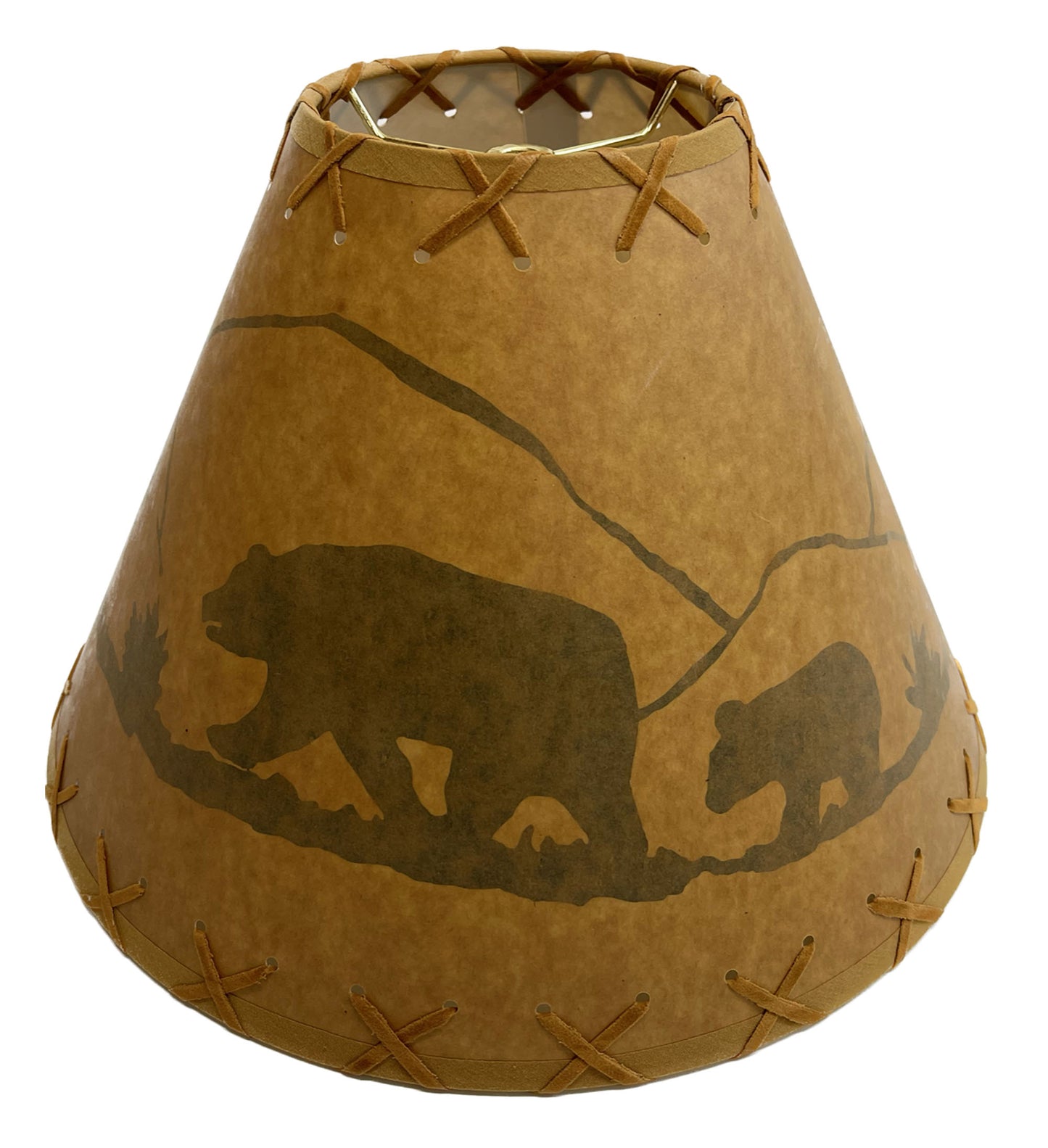 Rustic Oiled Kraft Lamp Shade with Bear Design - 14"