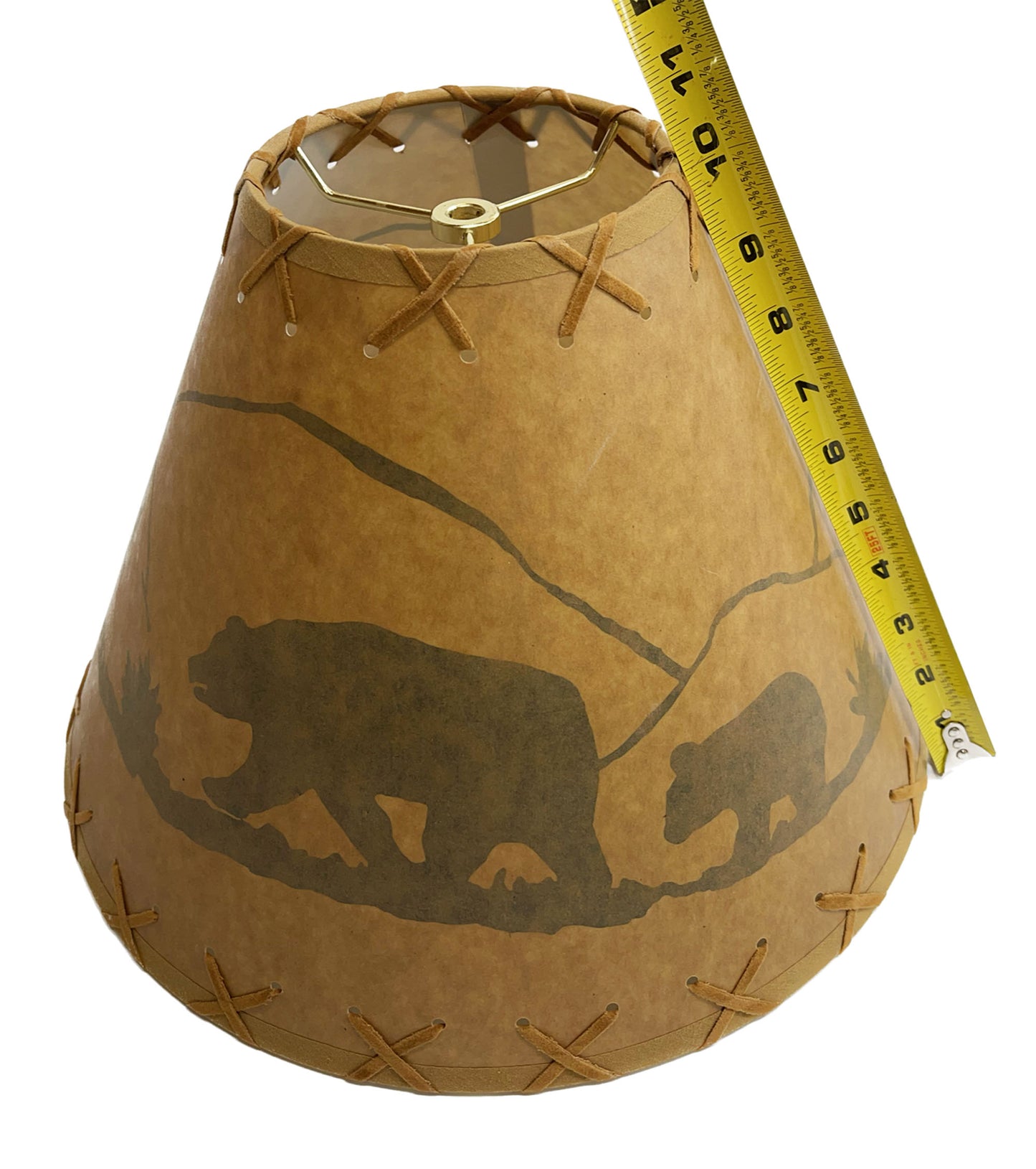 Rustic Oiled Kraft Lamp Shade with Bear Design - 14"