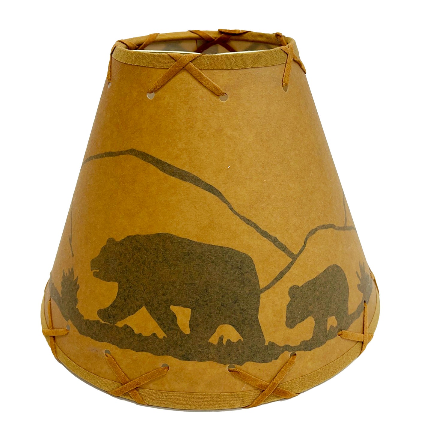 Rustic Oiled Kraft Clip-On Lamp Shade with Bear Design - 9"