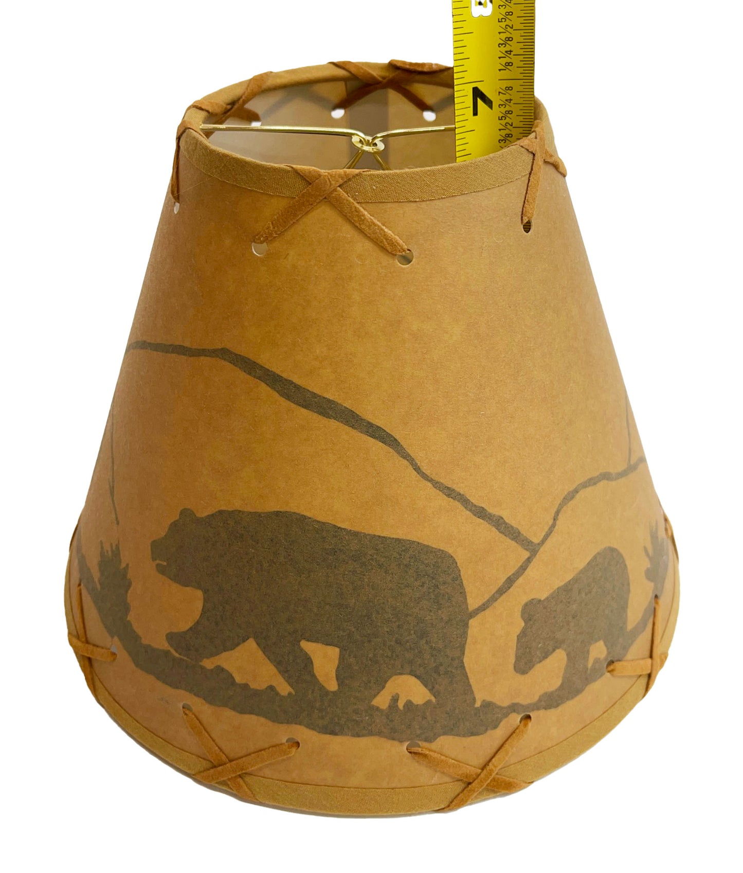 Rustic Oiled Kraft Clip-On Lamp Shade with Bear Design - 9"