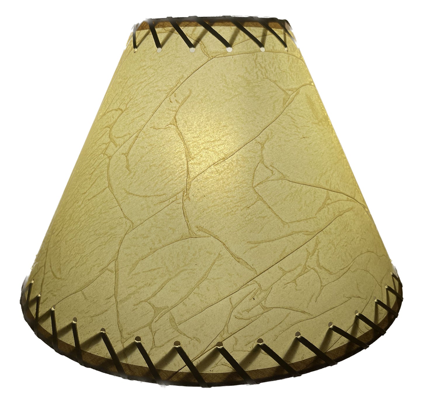 Rustic Oiled Kraft Crackled Lamp Shade with Suede Lacing - 14"