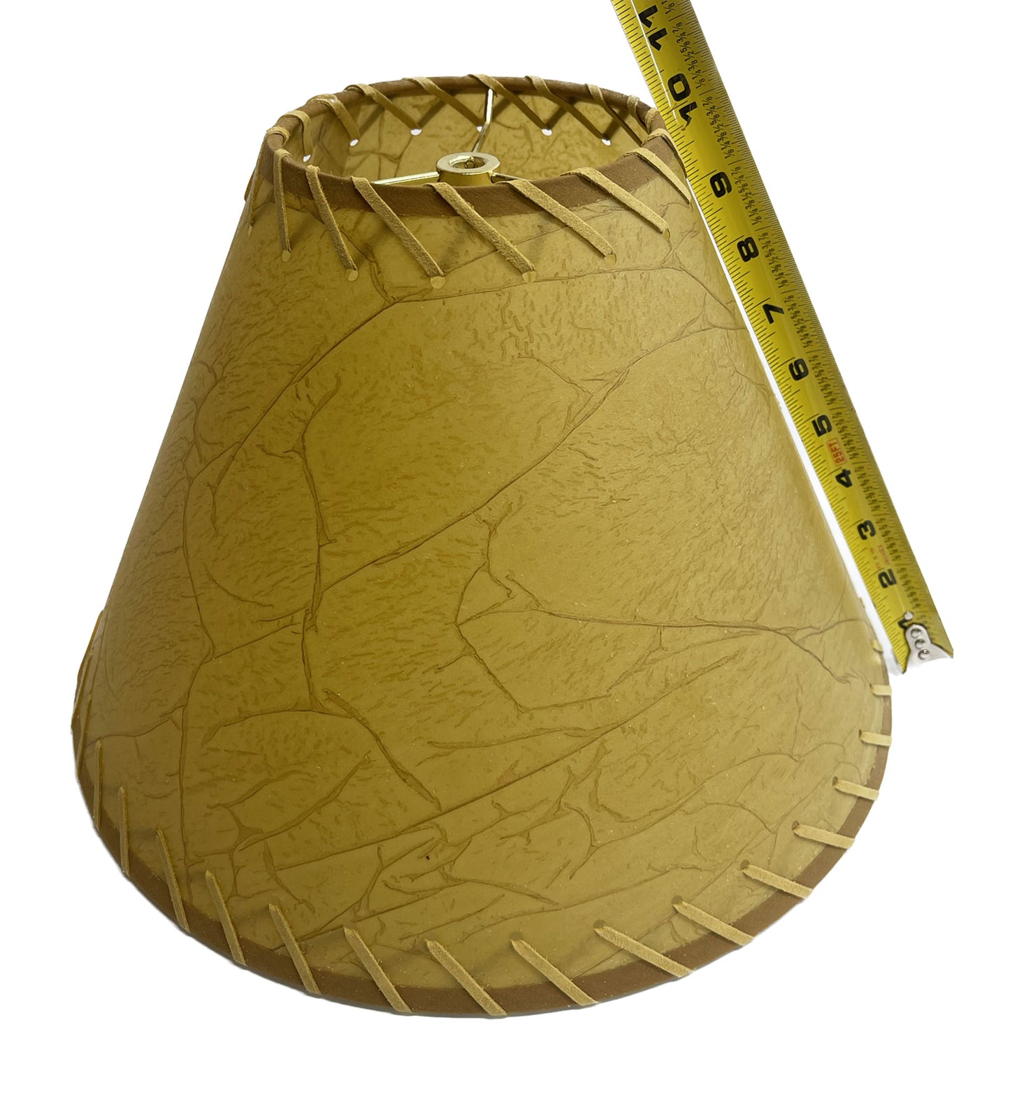 Rustic Oiled Kraft Crackled Lamp Shade with Suede Lacing - 14"