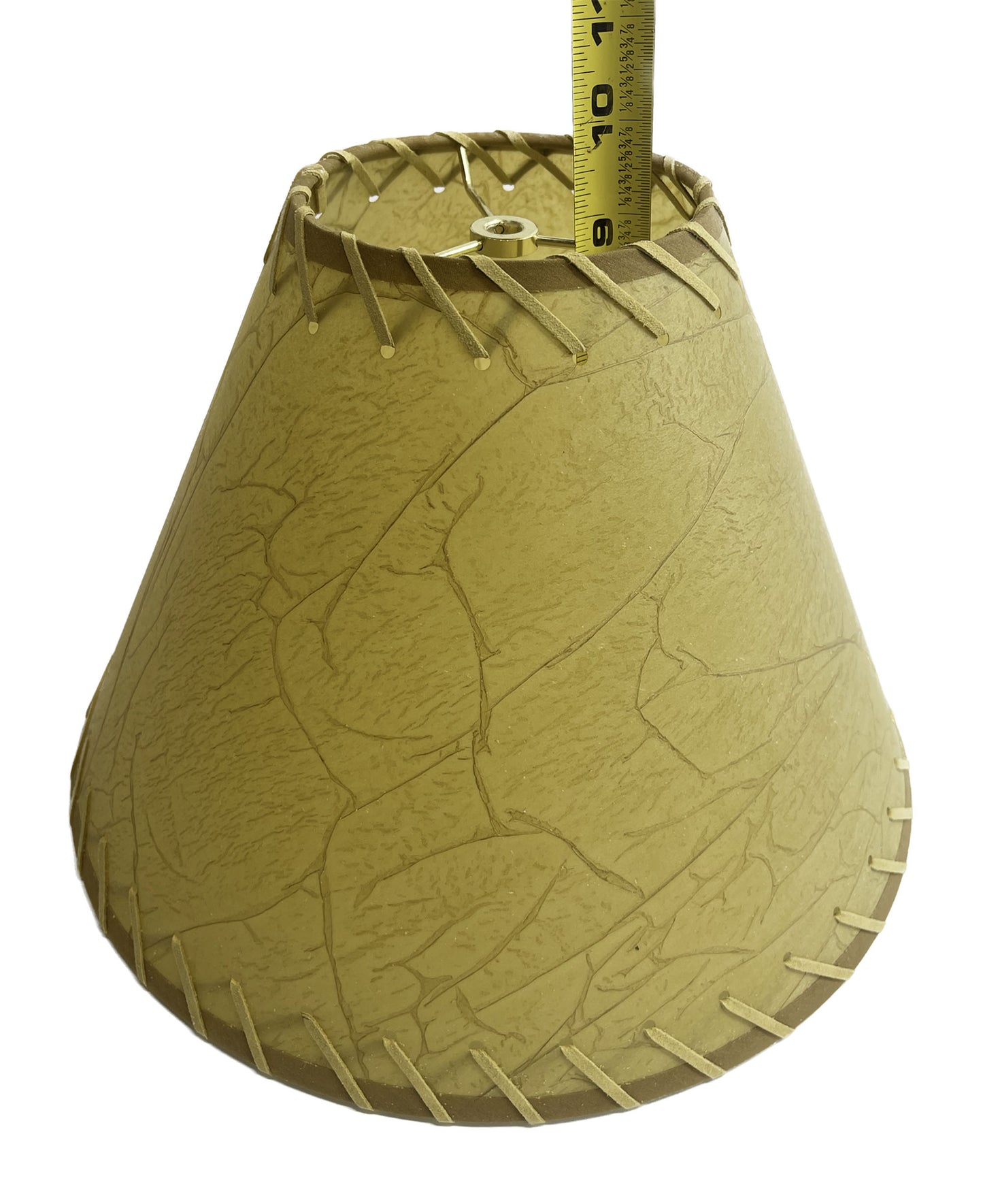 Rustic Oiled Kraft Crackled Lamp Shade with Suede Lacing - 14"