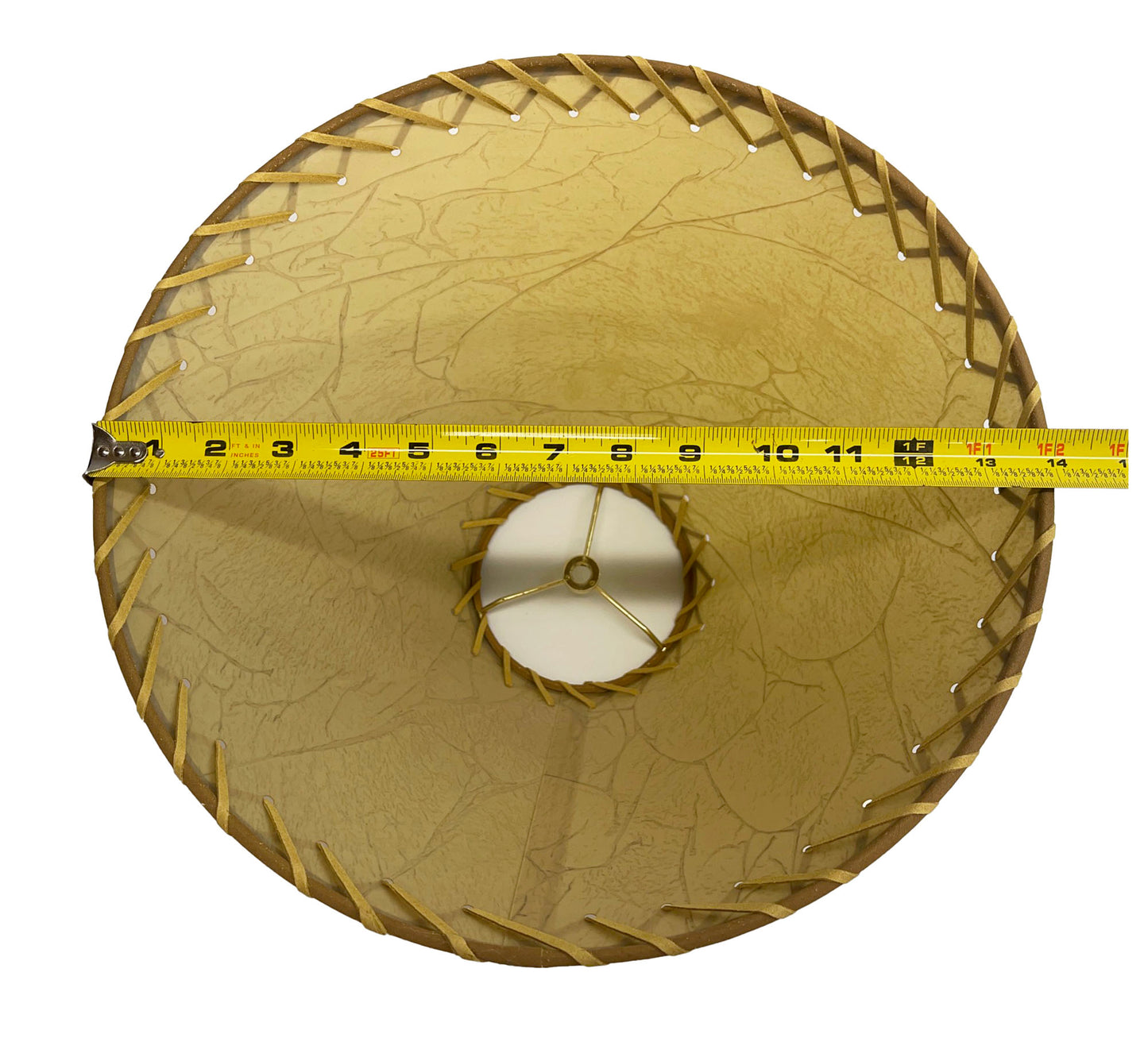 Rustic Oiled Kraft Crackled Lamp Shade with Suede Lacing - 14"