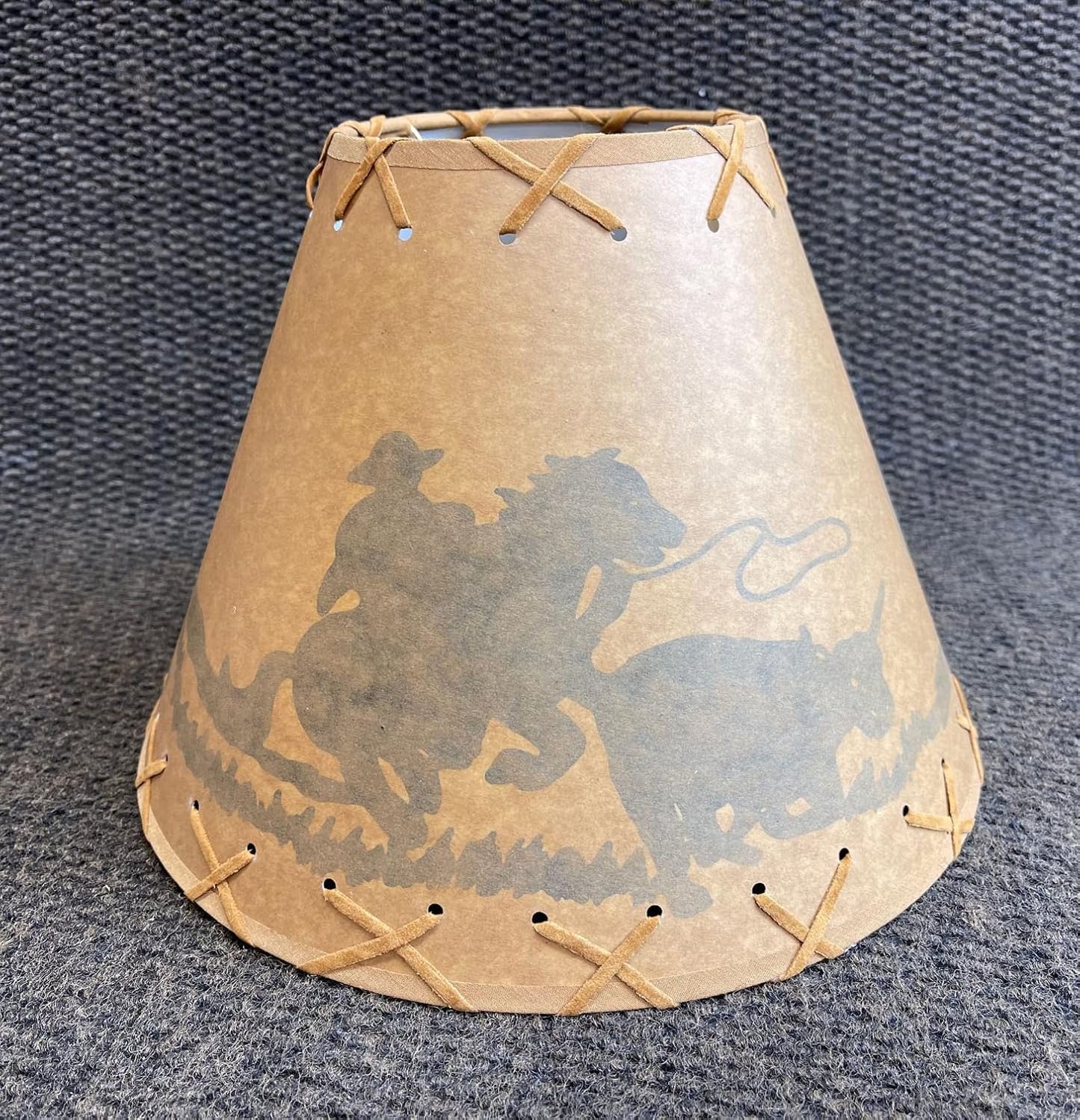 Rustic Oiled Kraft Lamp Shade with Cowboy Design - 12"