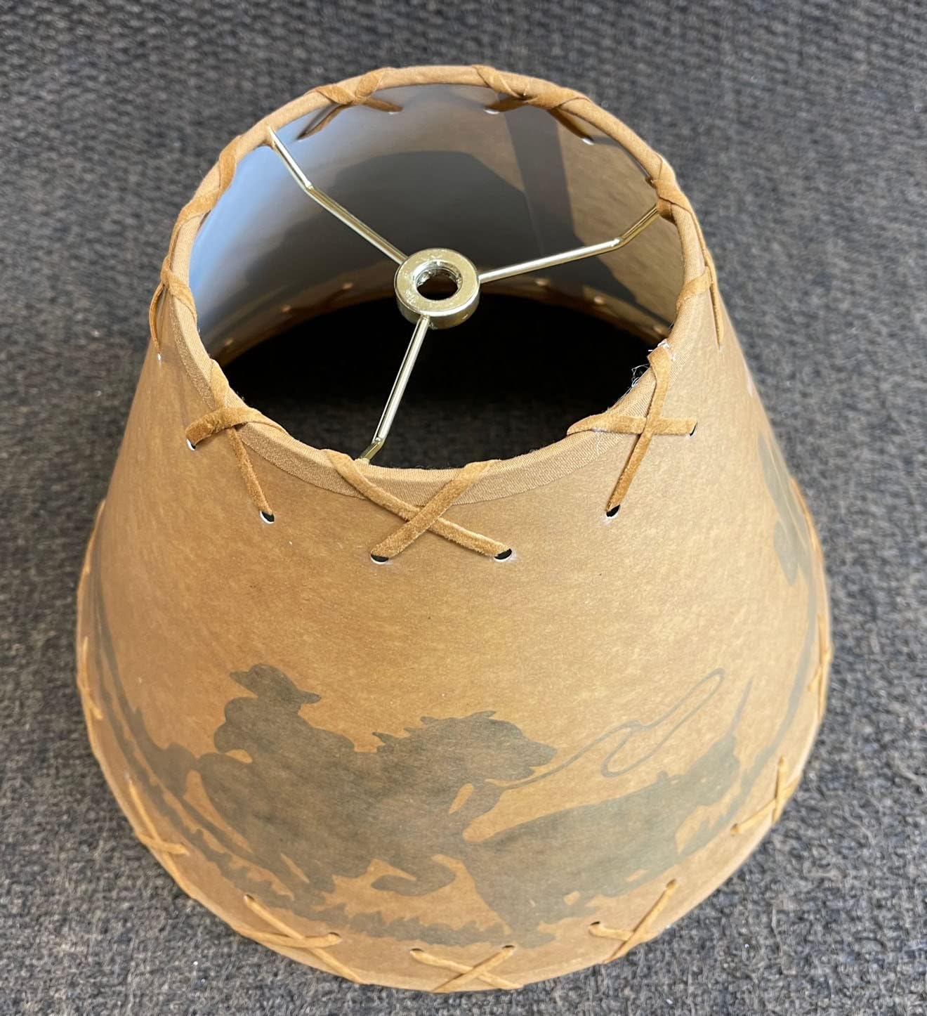 Rustic Oiled Kraft Lamp Shade with Cowboy Design - 12"
