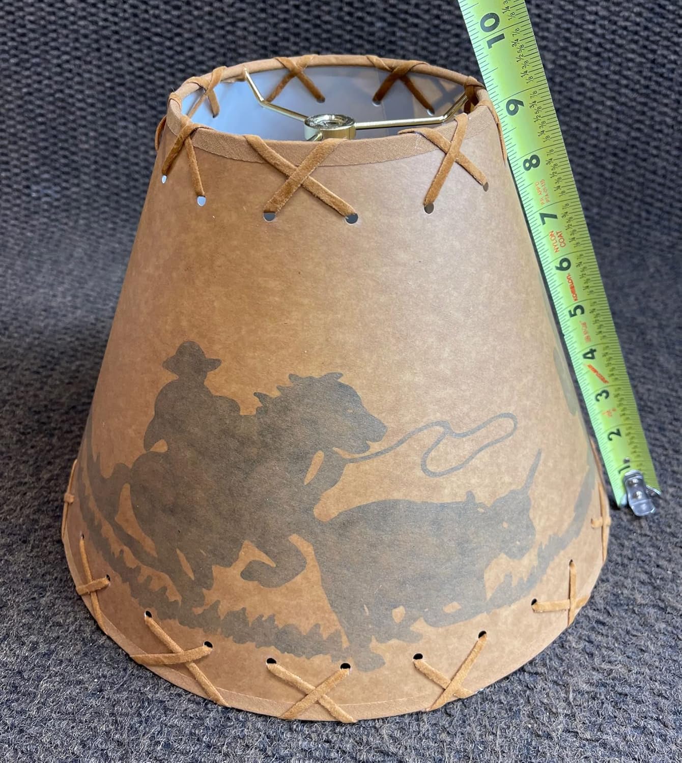 Rustic Oiled Kraft Lamp Shade with Cowboy Design - 12"