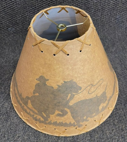Rustic Oiled Kraft Lamp Shade with Cowboy Design - 14"