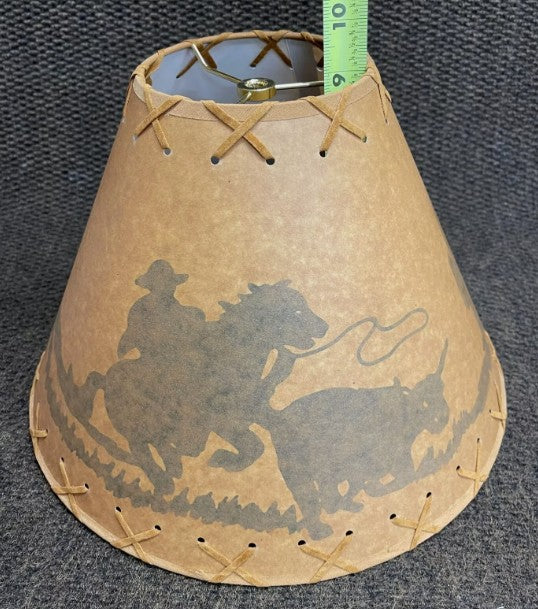 Rustic Oiled Kraft Lamp Shade with Cowboy Design - 14"