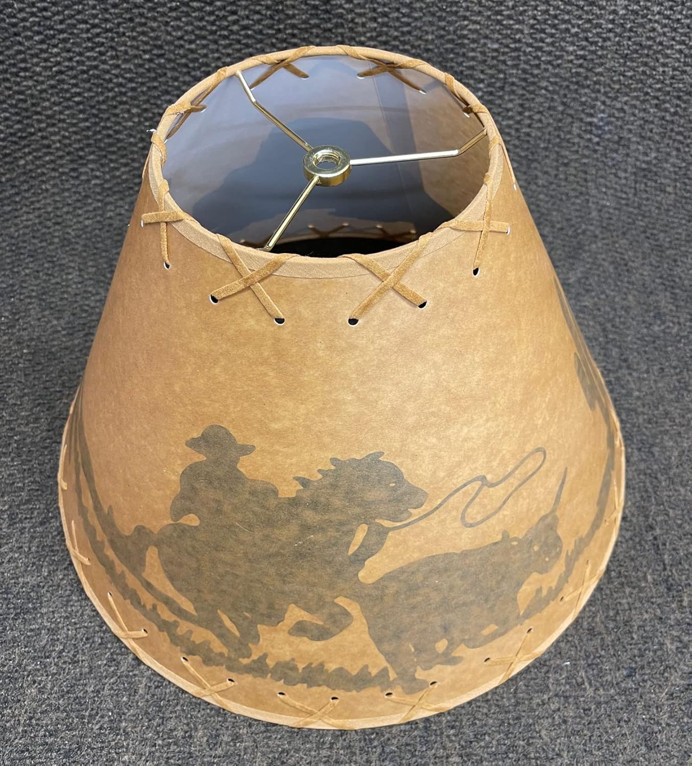 Rustic Oiled Kraft Lamp Shade with Cowboy Design - 16"