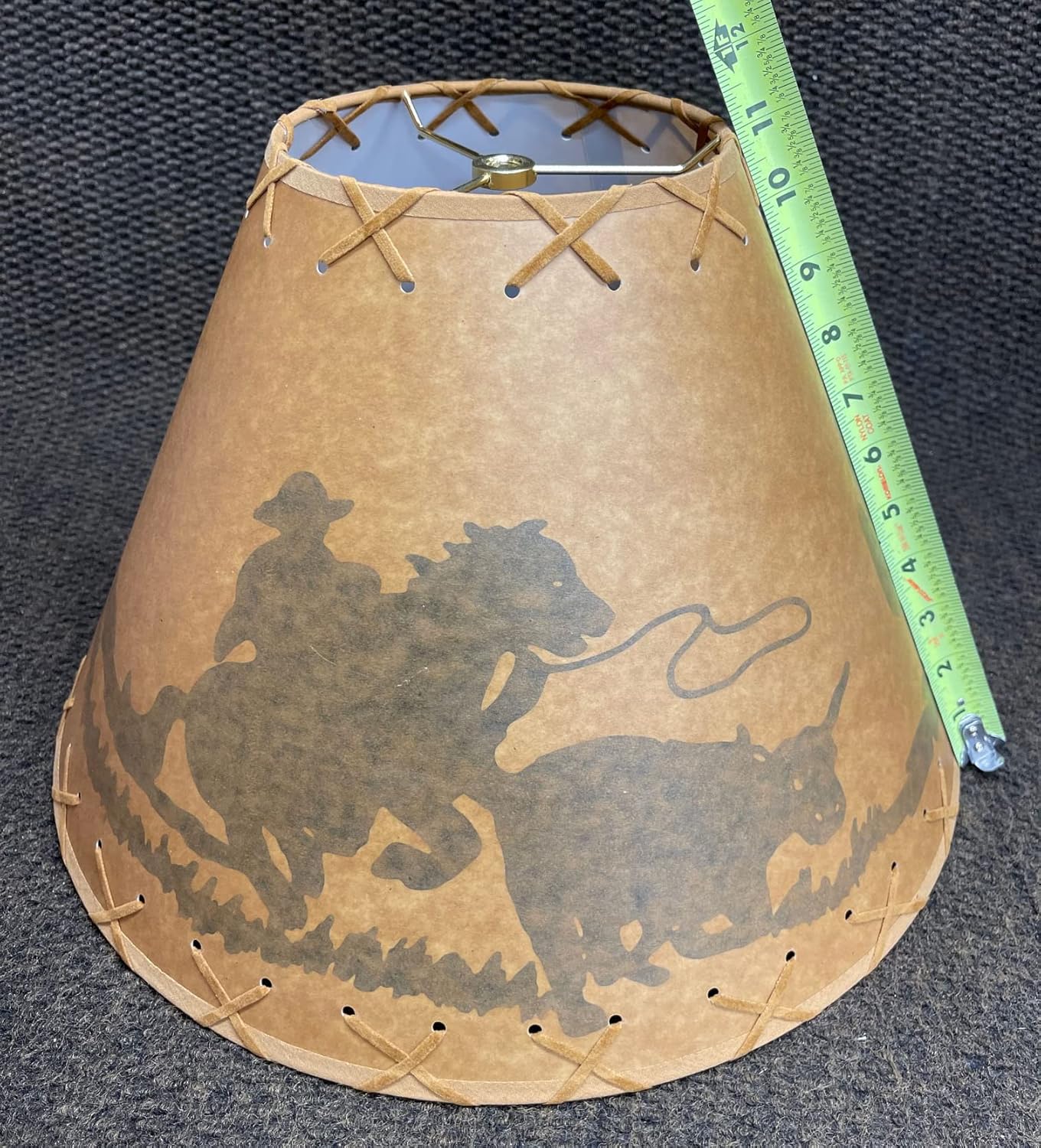Rustic Oiled Kraft Lamp Shade with Cowboy Design - 16"