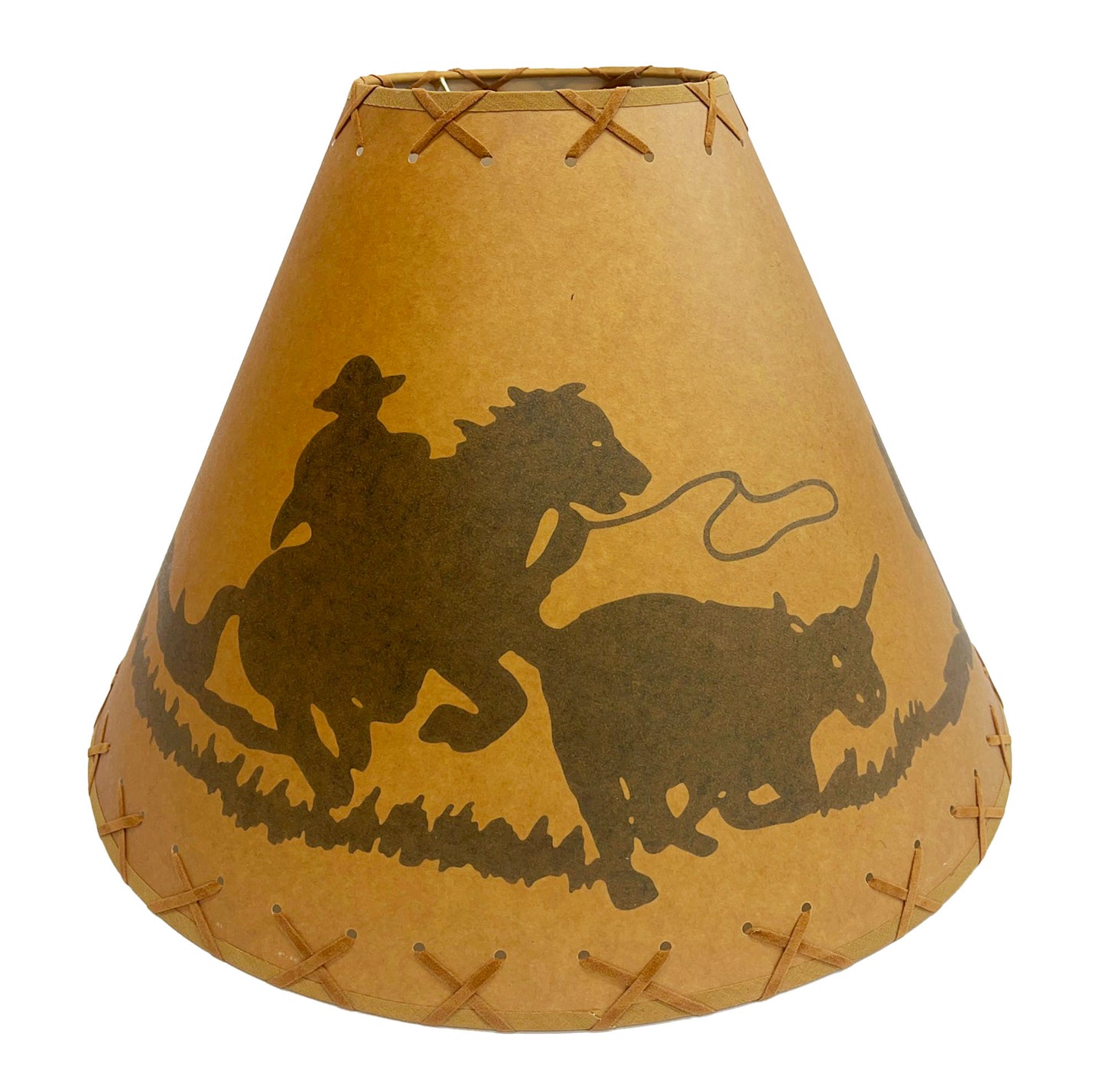 Rustic Oiled Kraft Lamp Shade with Cowboy Design - 18"