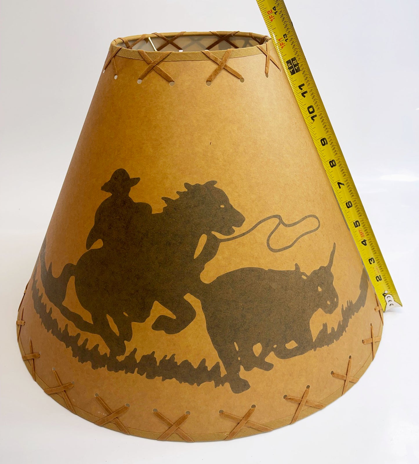 Rustic Oiled Kraft Lamp Shade with Cowboy Design - 18"