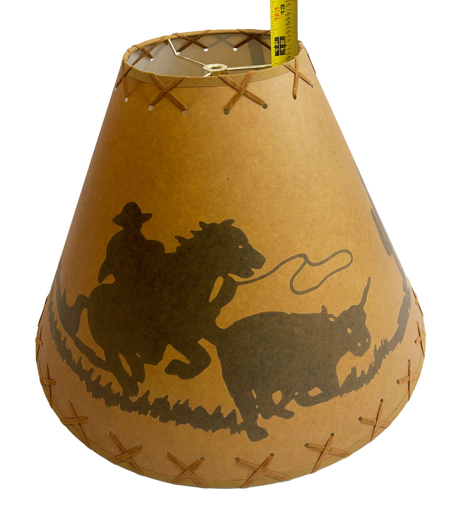 Rustic Oiled Kraft Lamp Shade with Cowboy Design - 18"