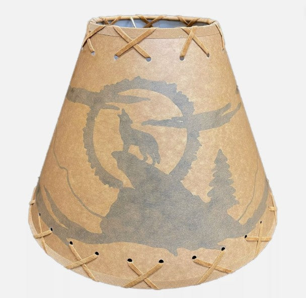 Rustic Oiled Kraft Lamp Shade with Coyote Design - 12"