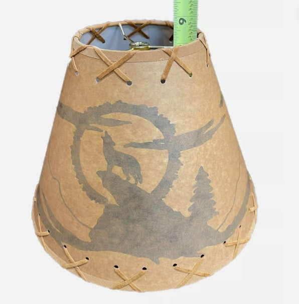 Rustic Oiled Kraft Lamp Shade with Coyote Design - 12"