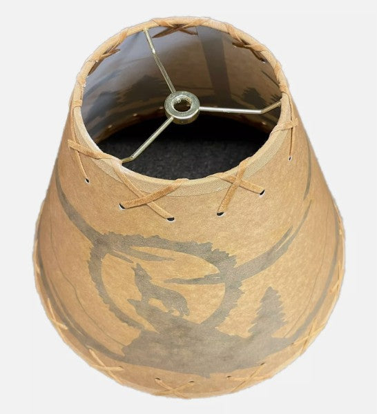 Rustic Oiled Kraft Lamp Shade with Coyote Design - 12"