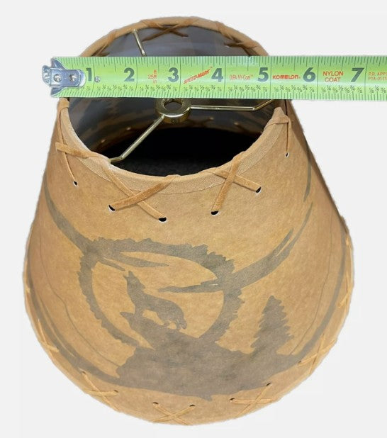 Rustic Oiled Kraft Lamp Shade with Coyote Design - 12"