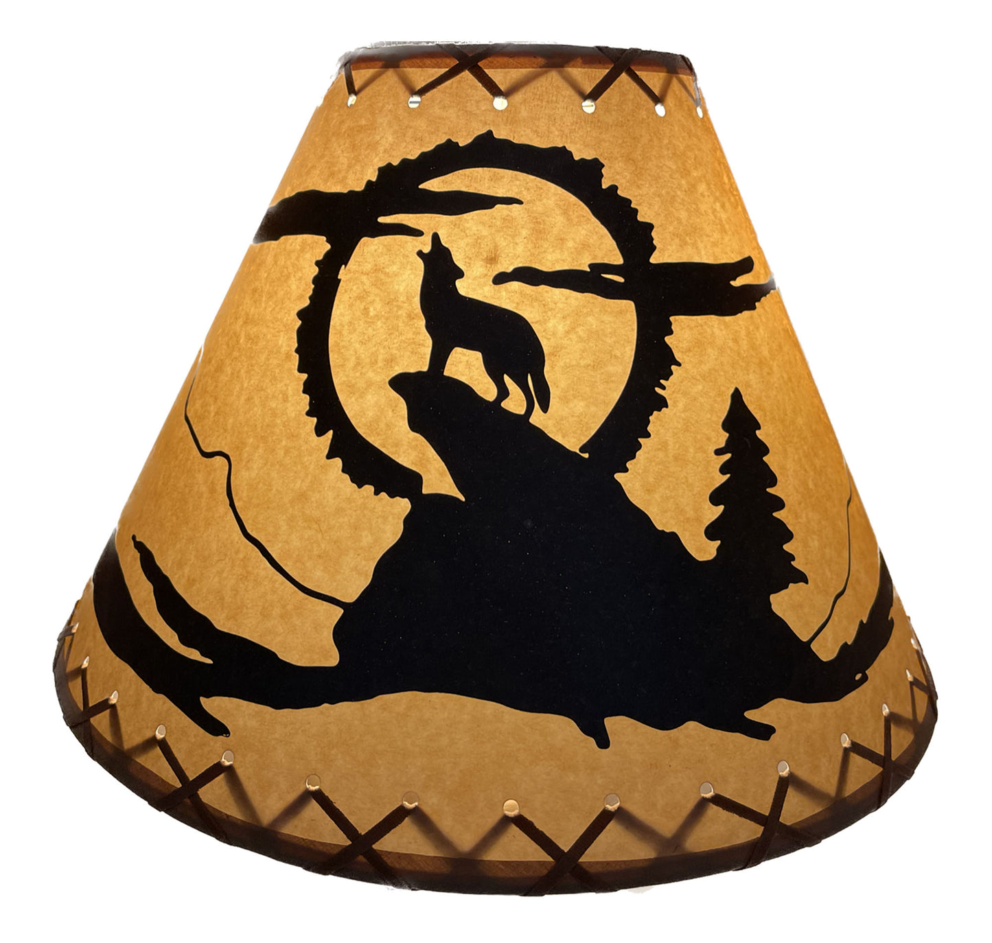 Rustic Oiled Kraft Lamp Shade with Coyote Design - 14"
