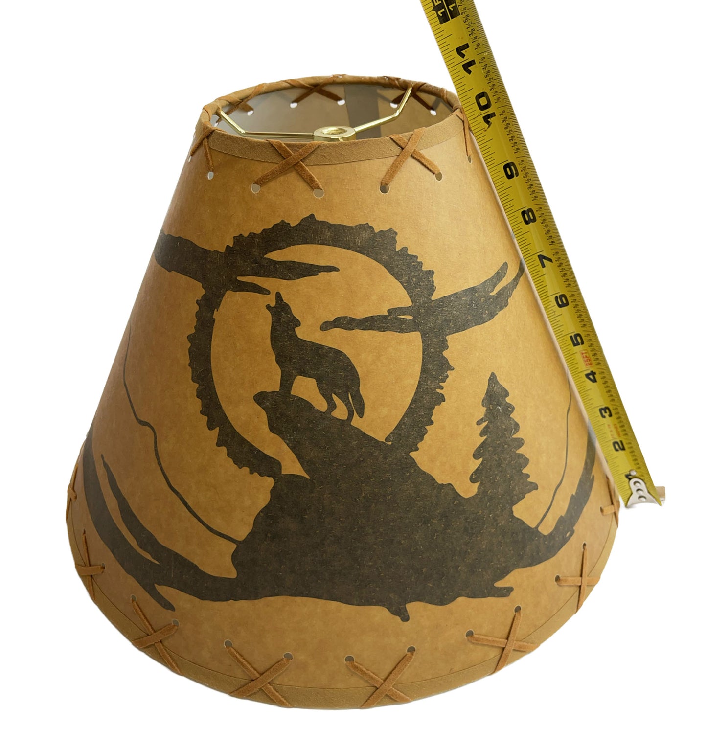 Rustic Oiled Kraft Lamp Shade with Coyote Design - 14"