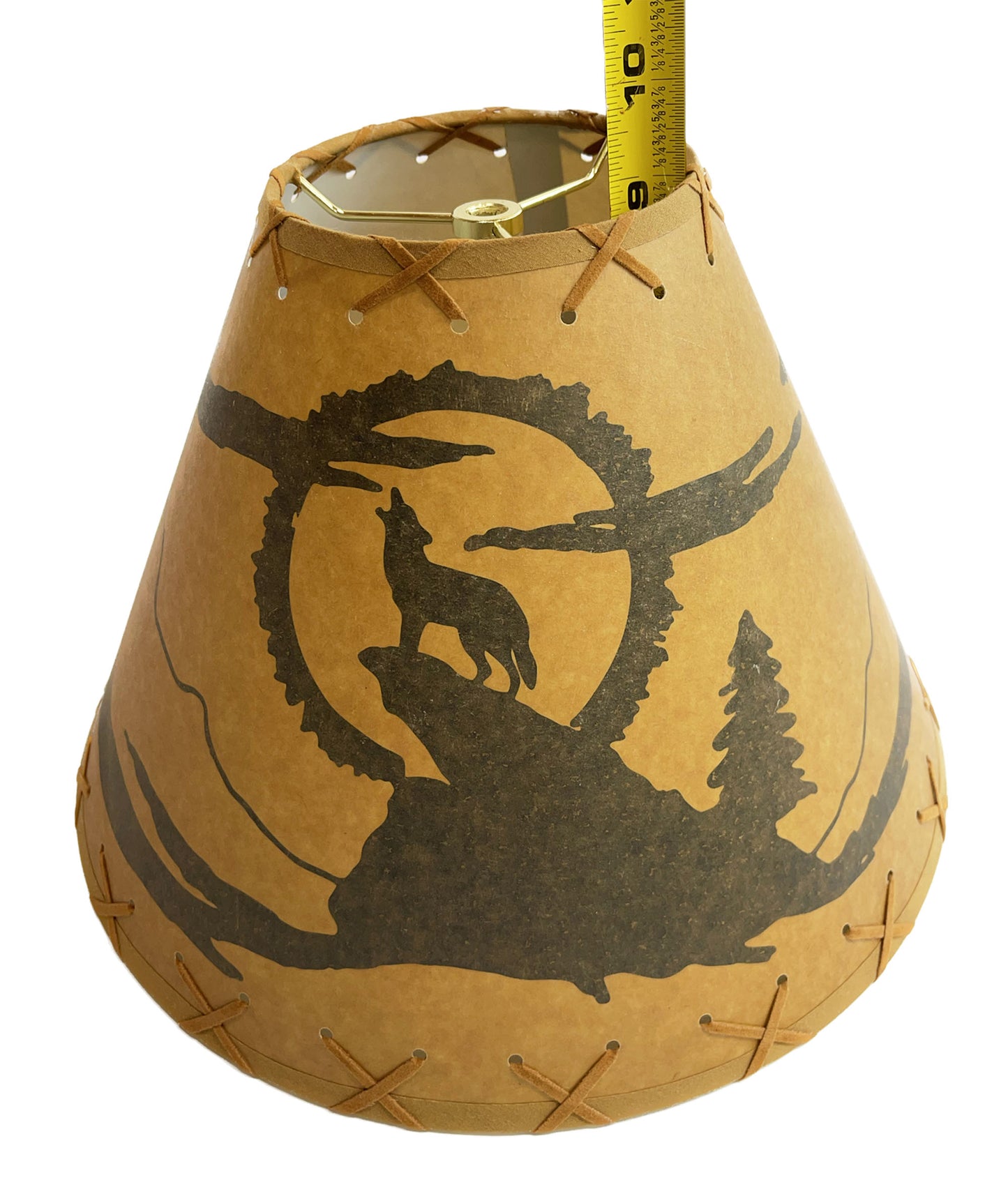 Rustic Oiled Kraft Lamp Shade with Coyote Design - 14"