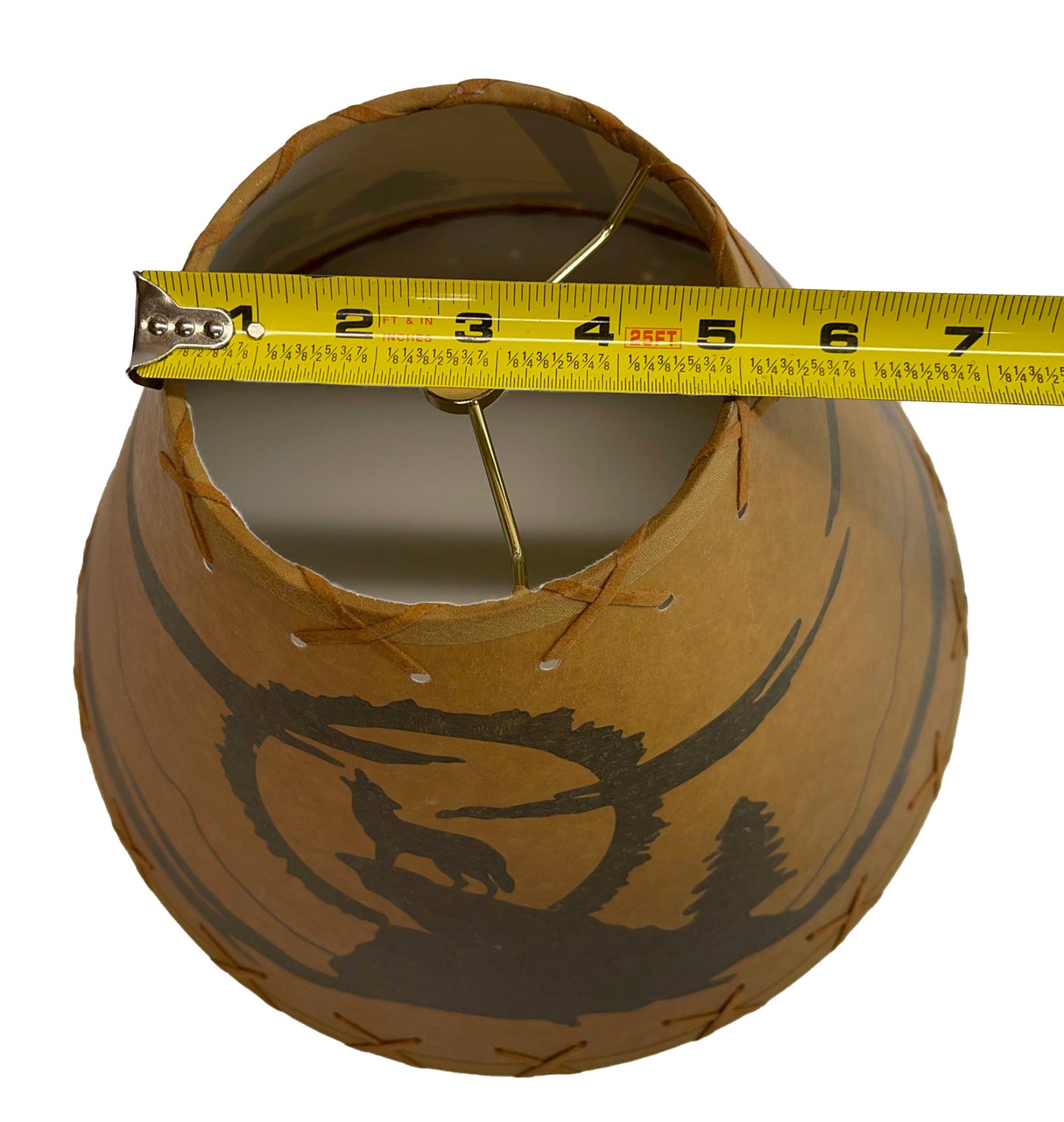 Rustic Oiled Kraft Lamp Shade with Coyote Design - 14"