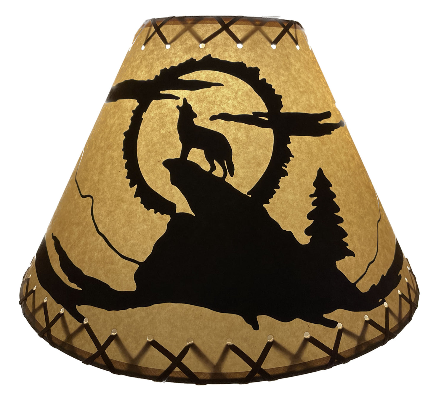 Rustic Oiled Kraft Lamp Shade with Coyote Design - 16"