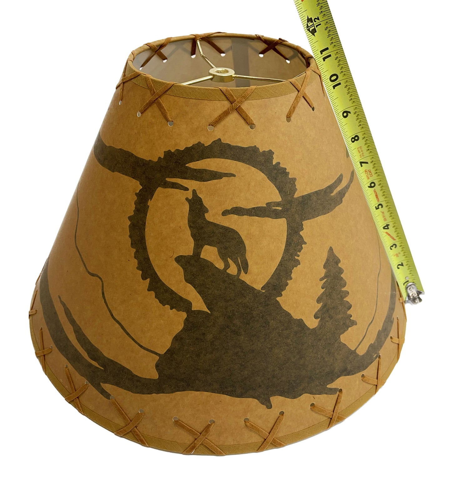 Rustic Oiled Kraft Lamp Shade with Coyote Design - 16"