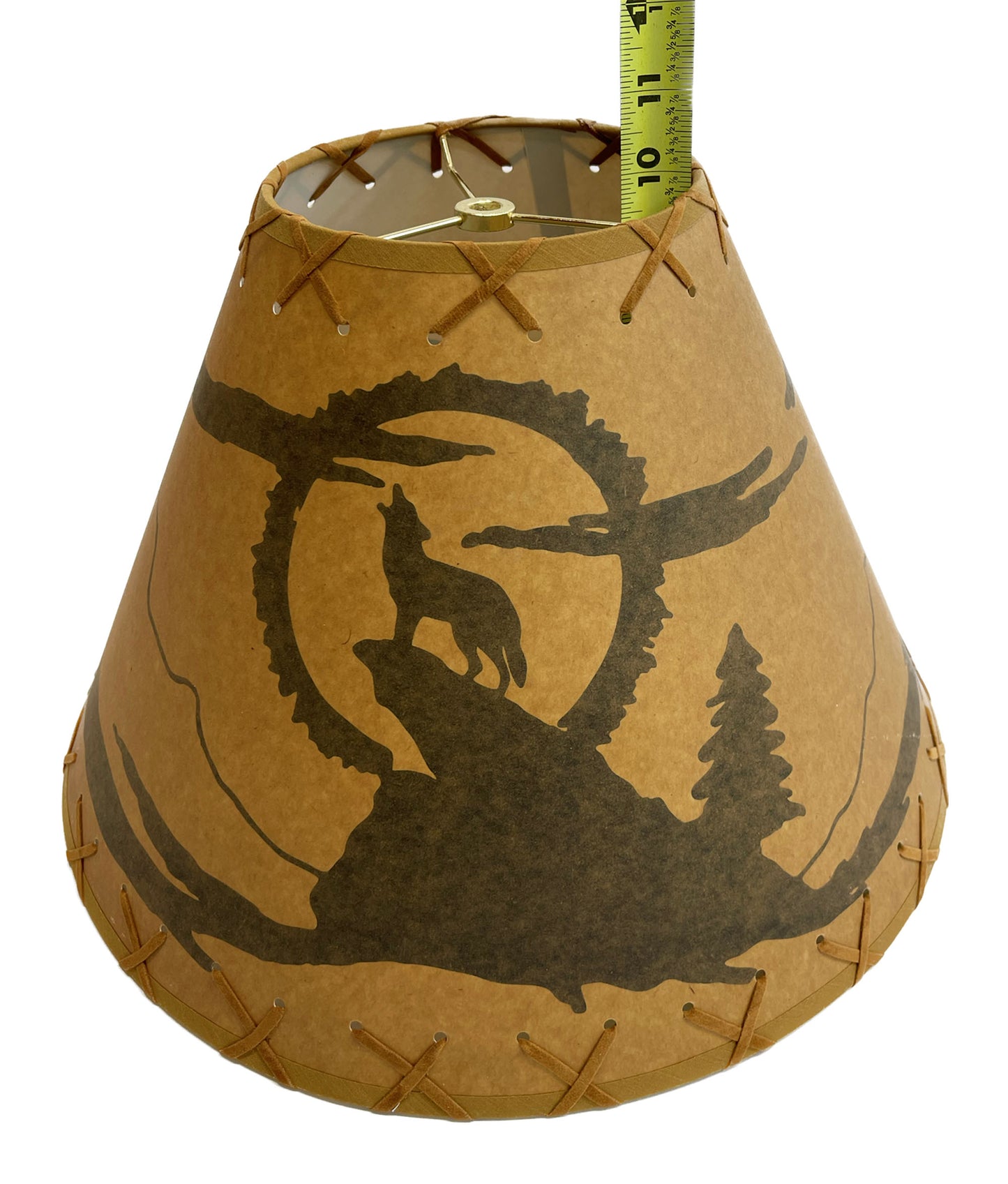 Rustic Oiled Kraft Lamp Shade with Coyote Design - 16"