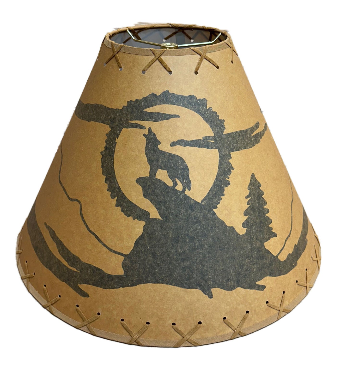 Rustic Oiled Kraft Lamp Shade with Coyote Design - 18"