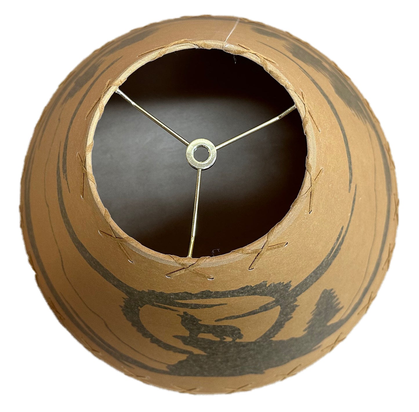 Rustic Oiled Kraft Lamp Shade with Coyote Design - 18"