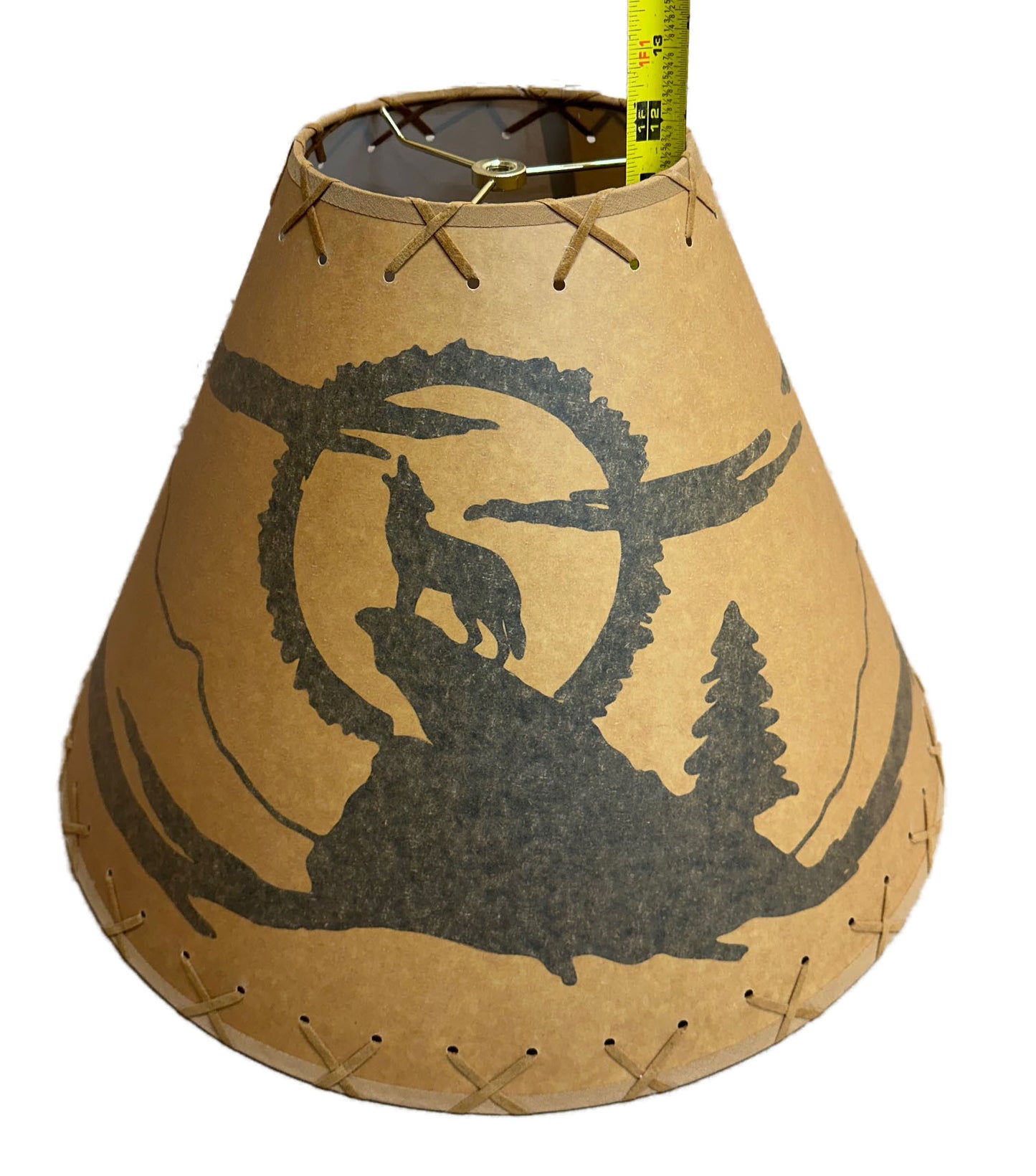 Rustic Oiled Kraft Lamp Shade with Coyote Design - 18"