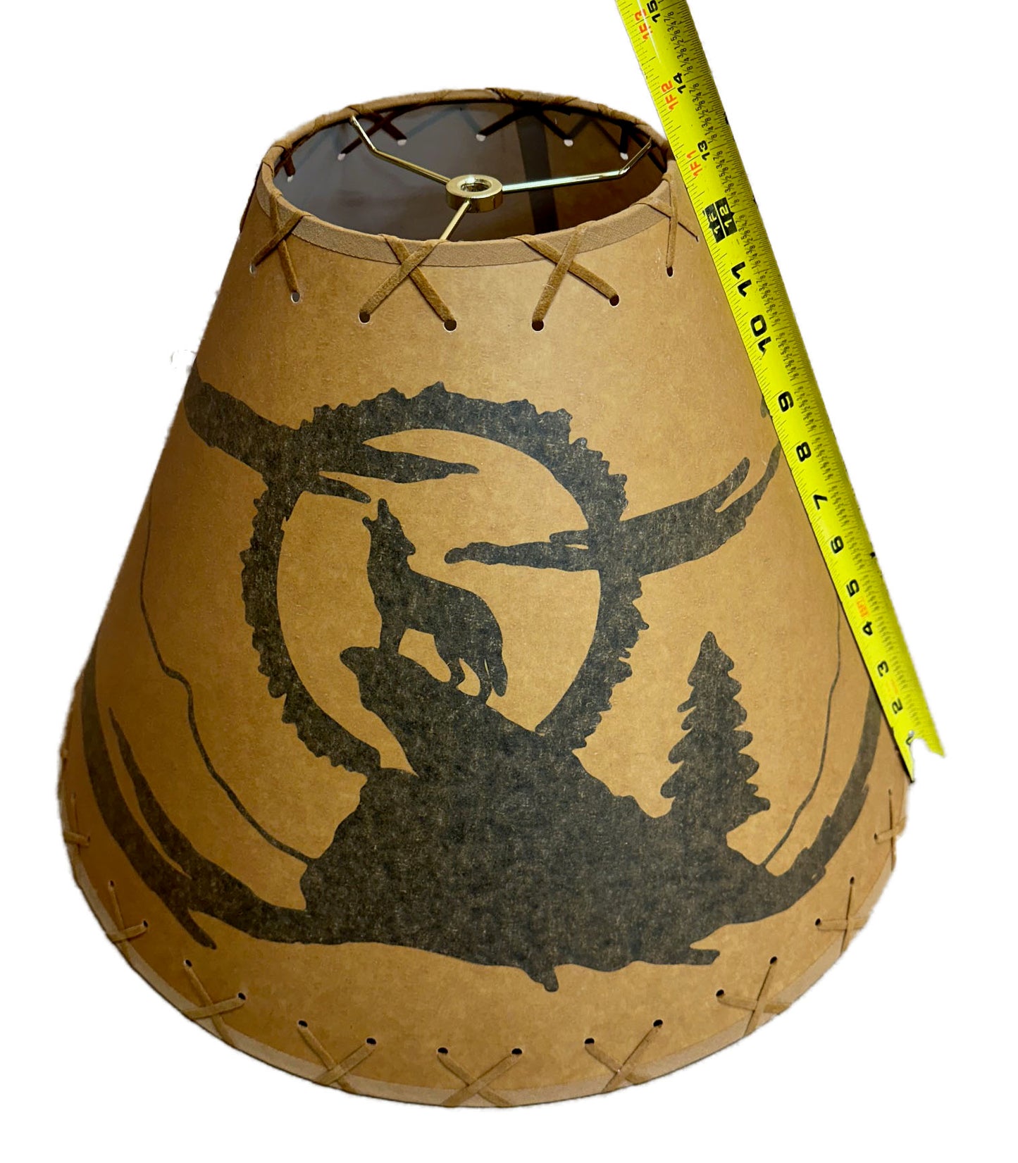 Rustic Oiled Kraft Lamp Shade with Coyote Design - 18"