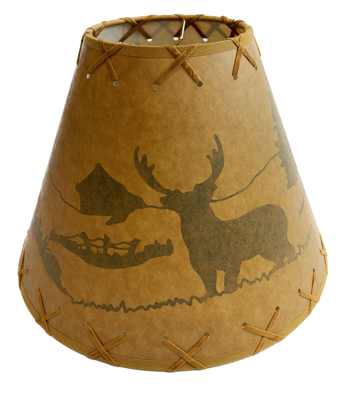 Rustic Oiled Kraft Lamp Shade with Deer Design - 12"