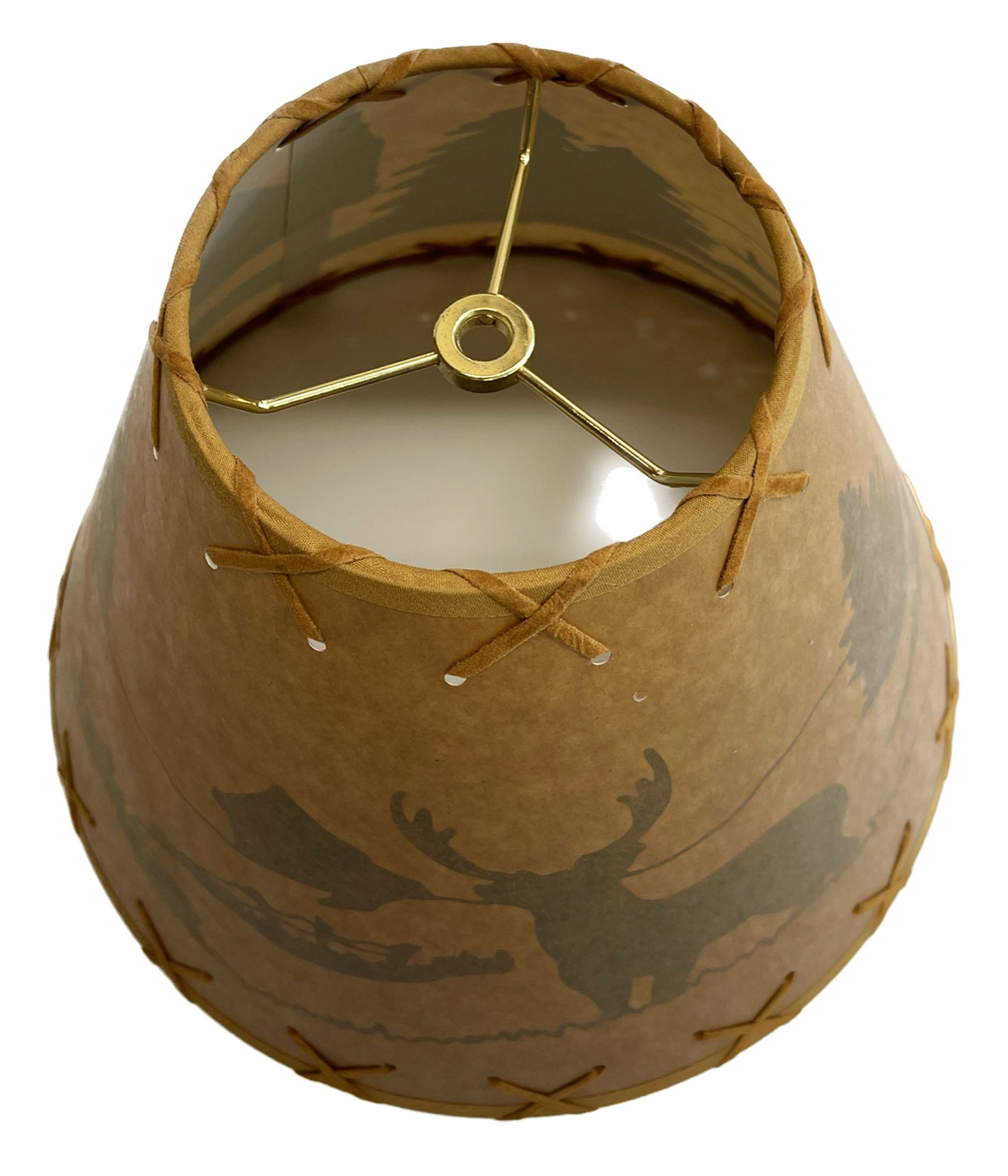 Rustic Oiled Kraft Lamp Shade with Deer Design - 12"