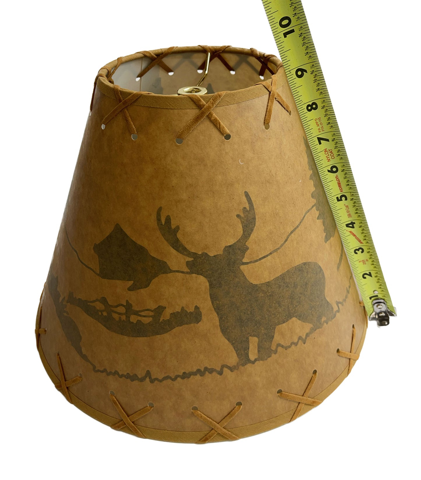 Rustic Oiled Kraft Lamp Shade with Deer Design - 12"