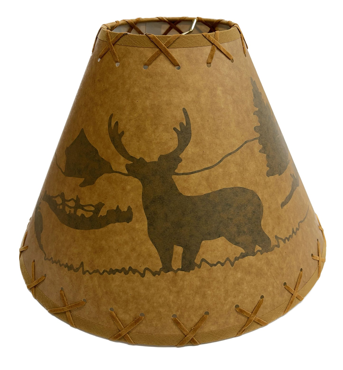 Rustic Oiled Kraft Lamp Shade with Deer Design - 14"