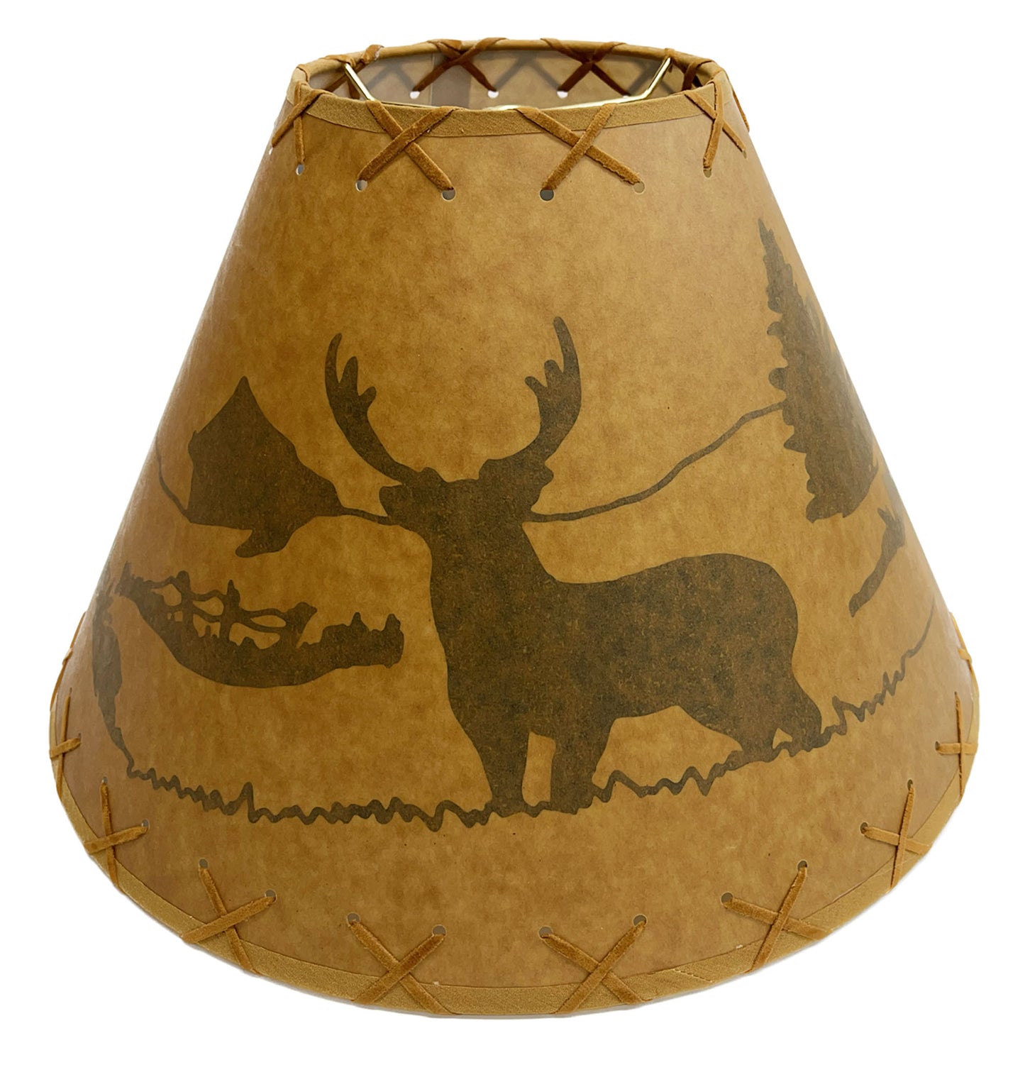 Rustic Oiled Kraft Lamp Shade with Deer Design - 16"