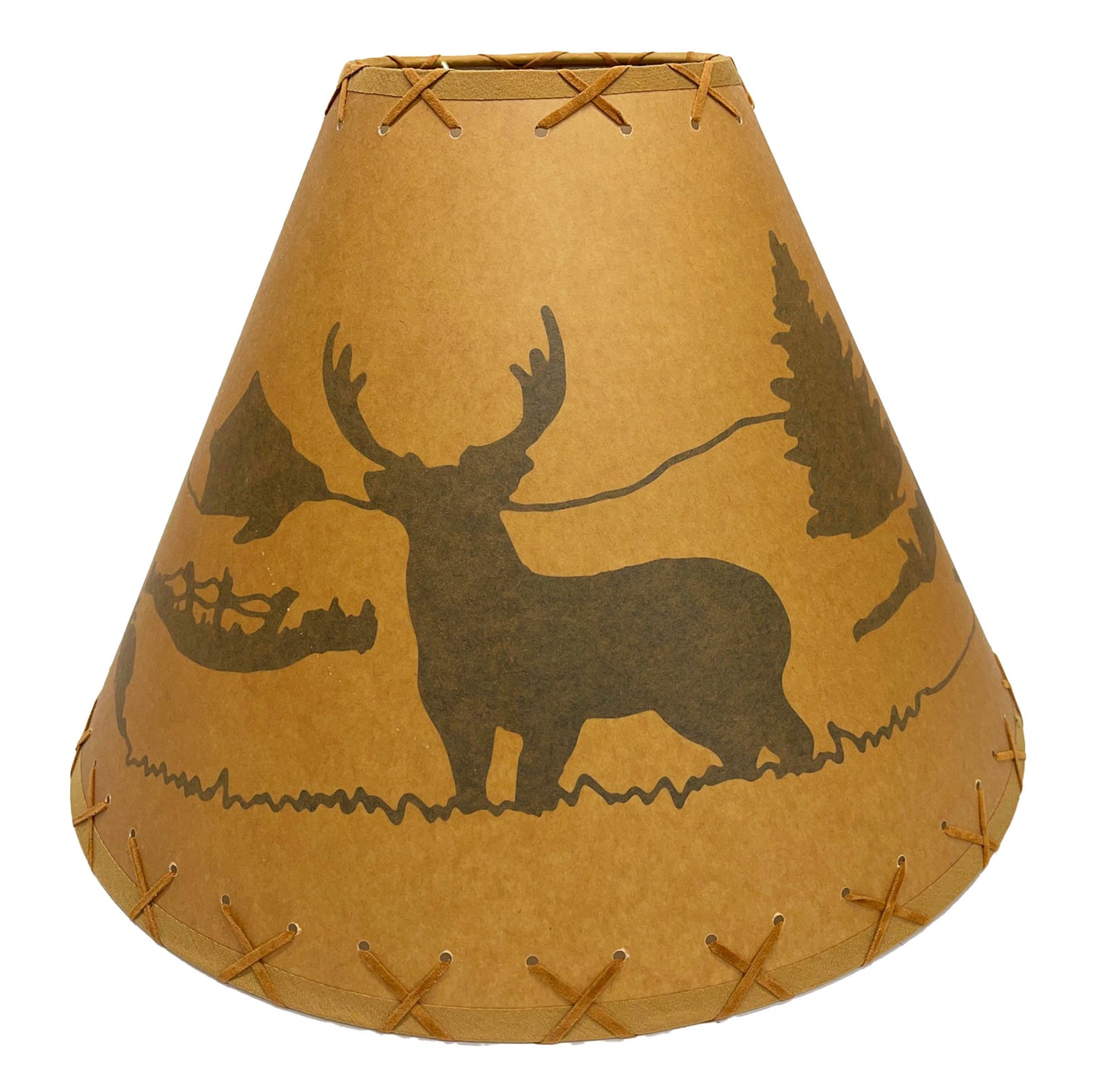 Rustic Oiled Kraft Lamp Shade with Deer Design - 18"