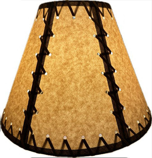 Rustic Double Laced Oiled Kraft Lamp Shade - 12"