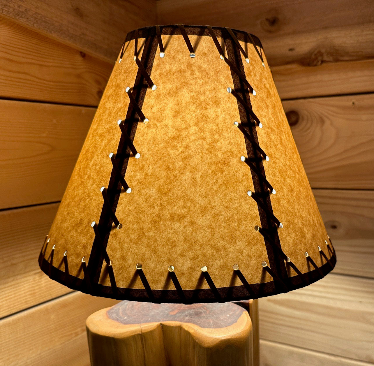 Rustic Double Laced Oiled Kraft Lamp Shade - 12"