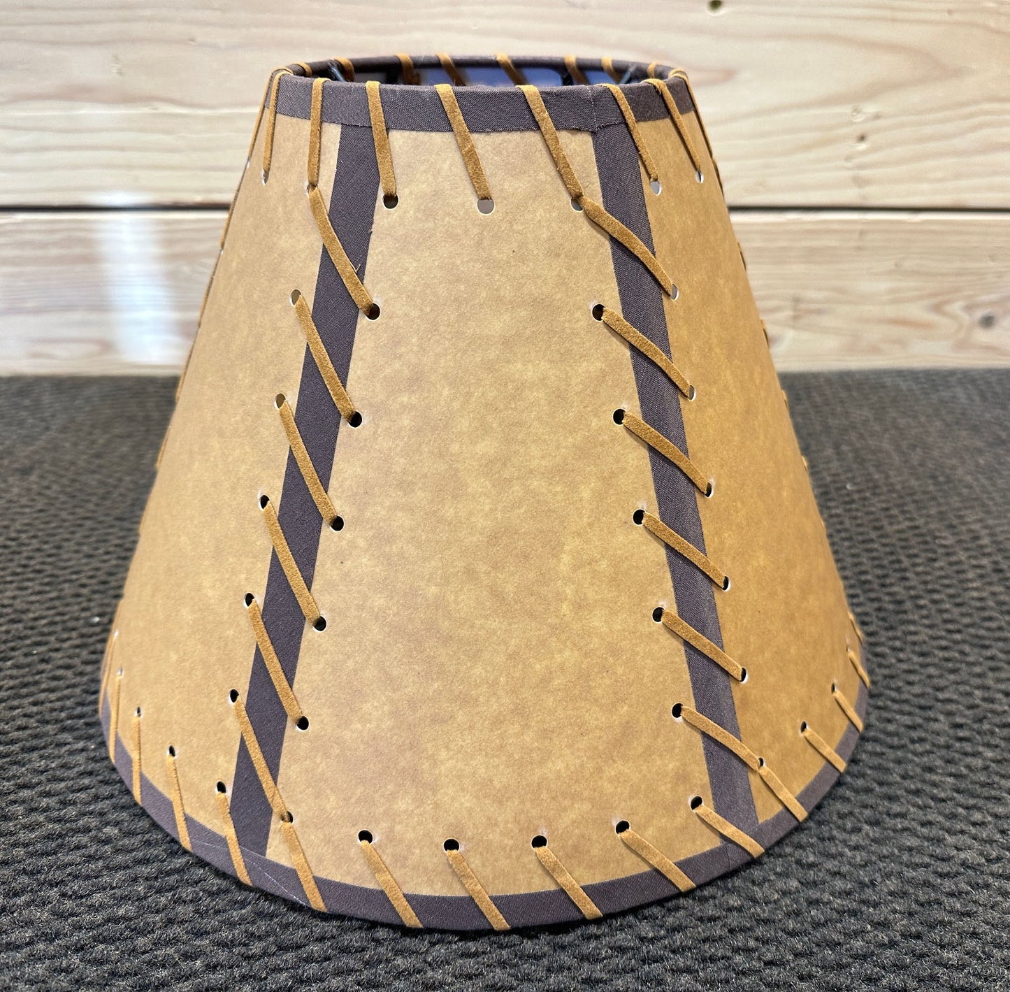 Rustic Double Laced Oiled Kraft Lamp Shade - 12"