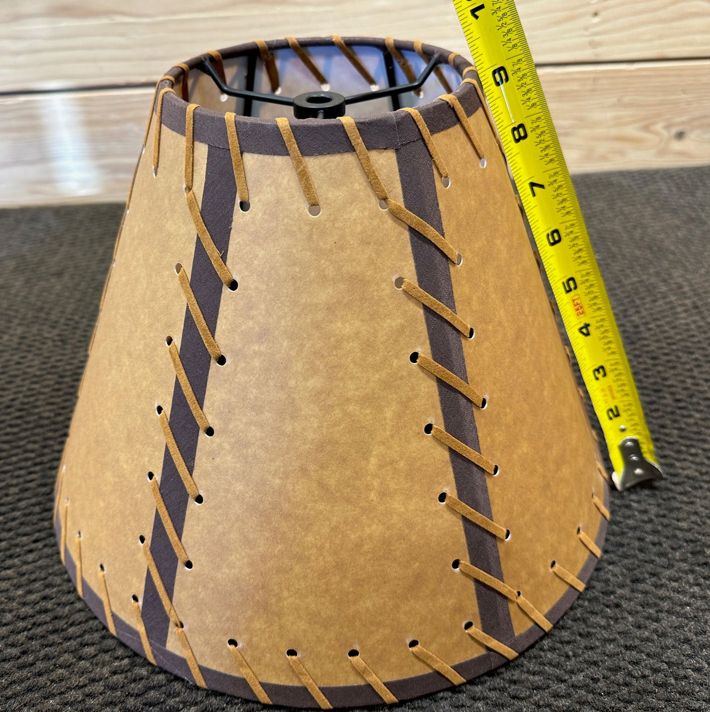 Rustic Double Laced Oiled Kraft Lamp Shade - 12"