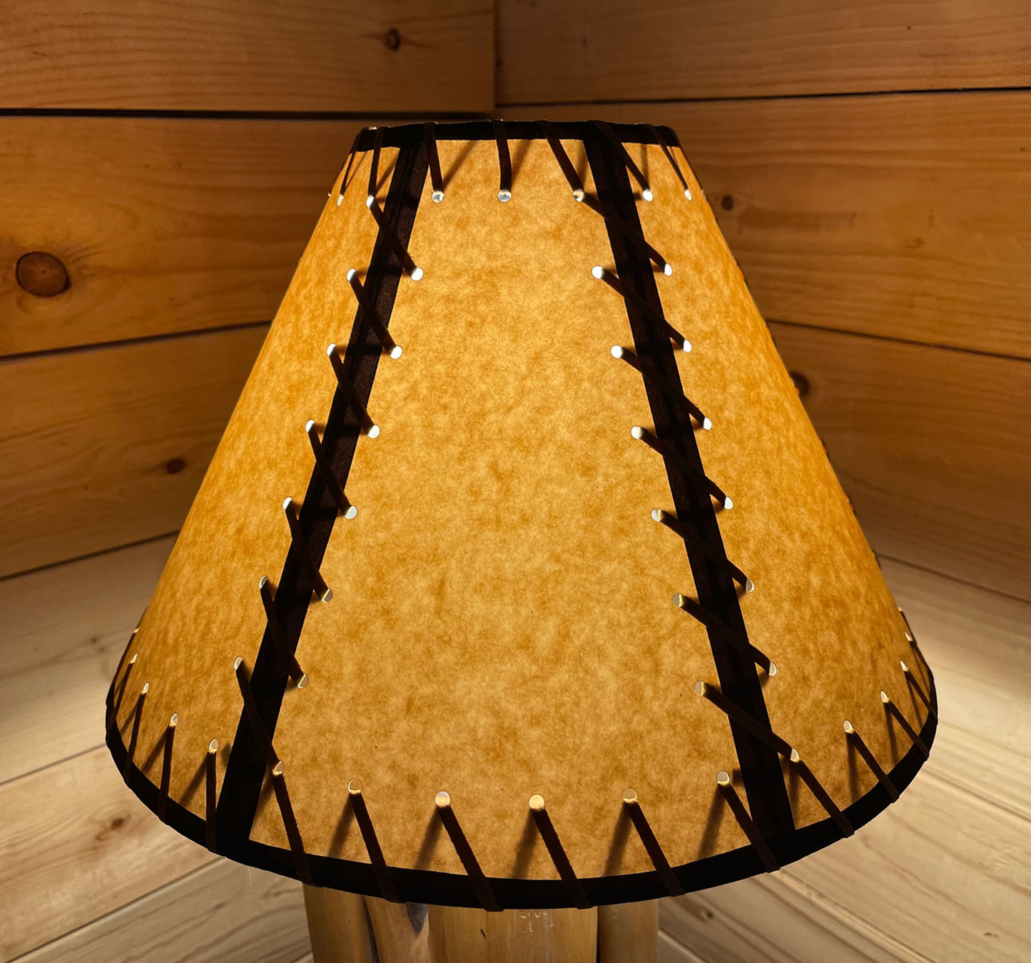 Rustic Double Laced Oiled Kraft Lamp Shade - 14"