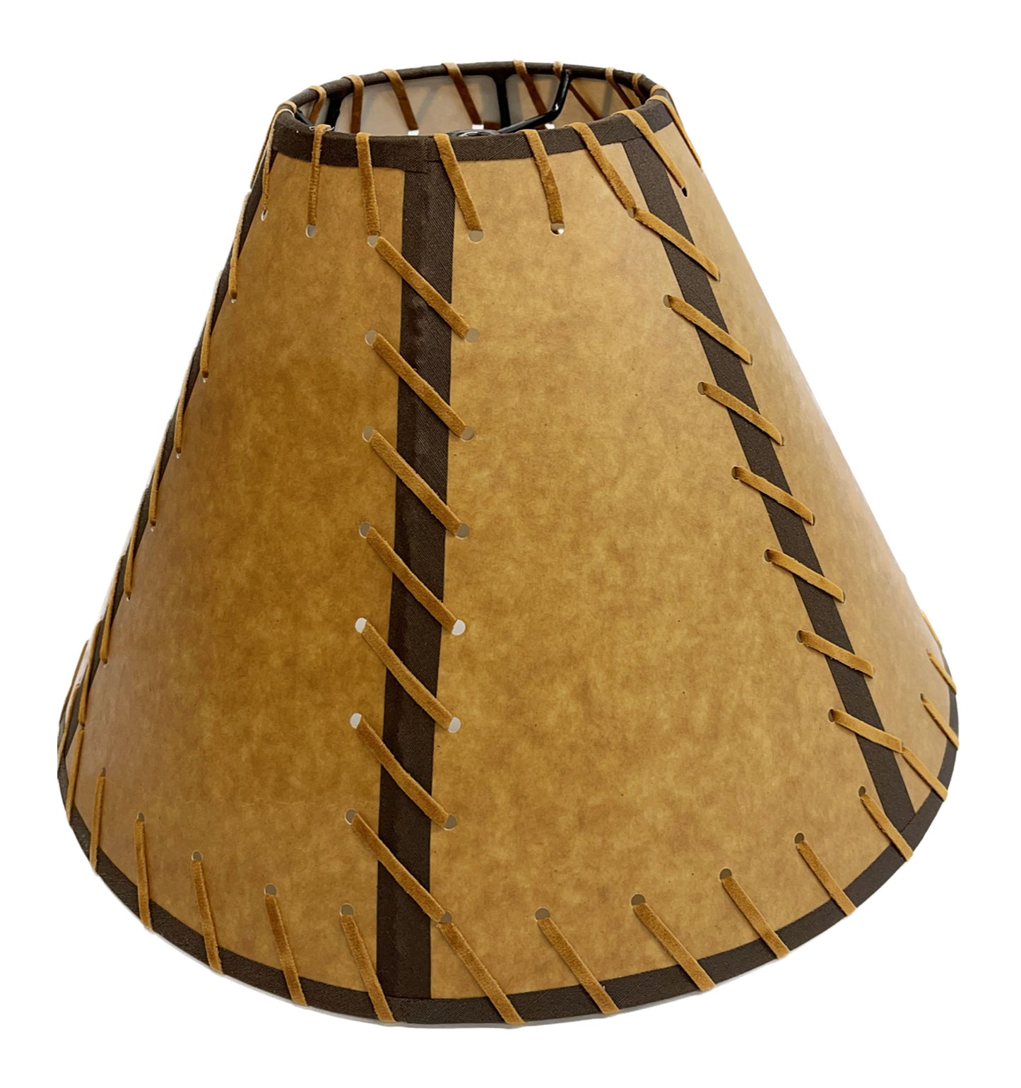 Rustic Double Laced Oiled Kraft Lamp Shade - 14"