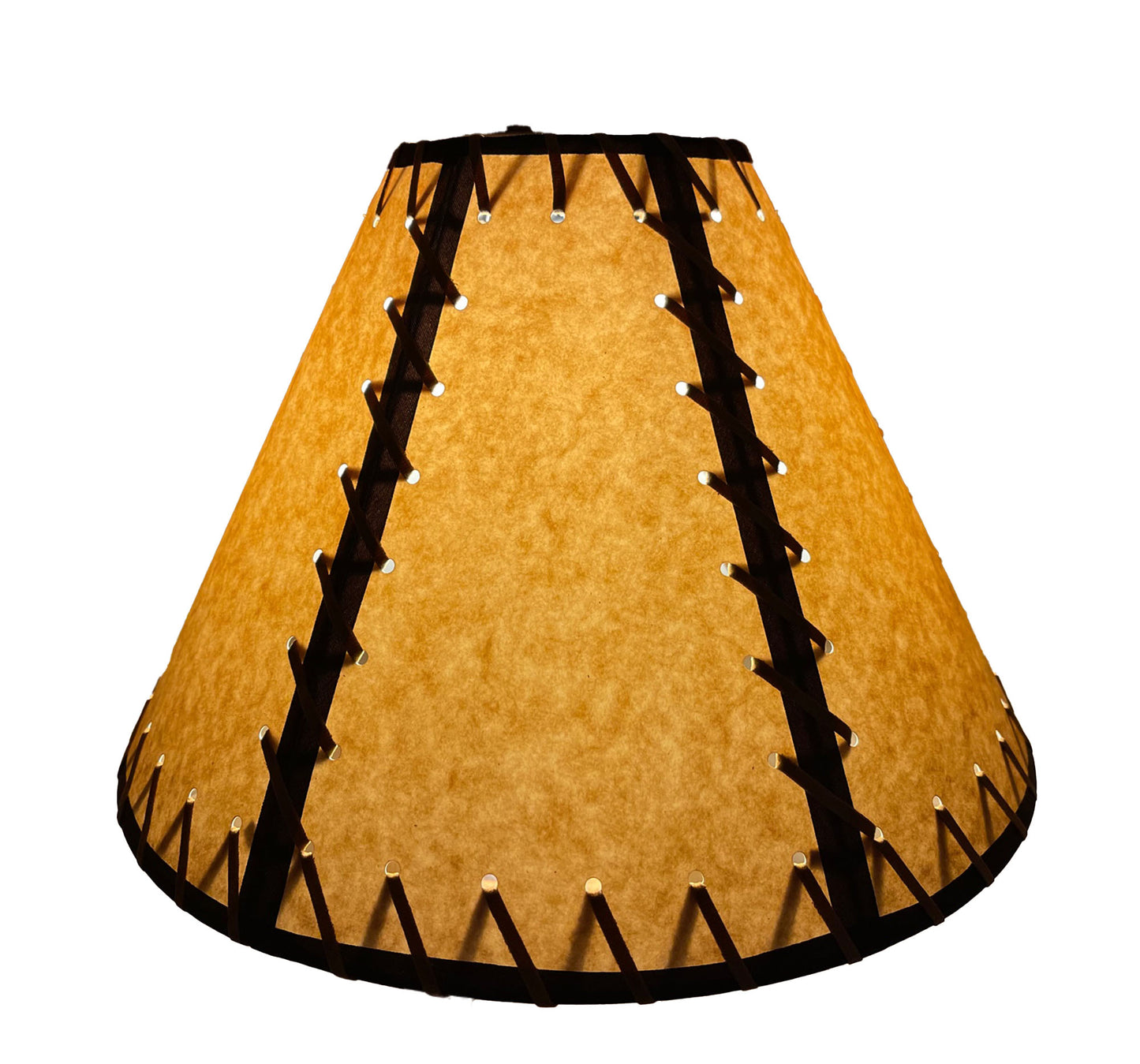 Rustic Double Laced Oiled Kraft Lamp Shade - 14"