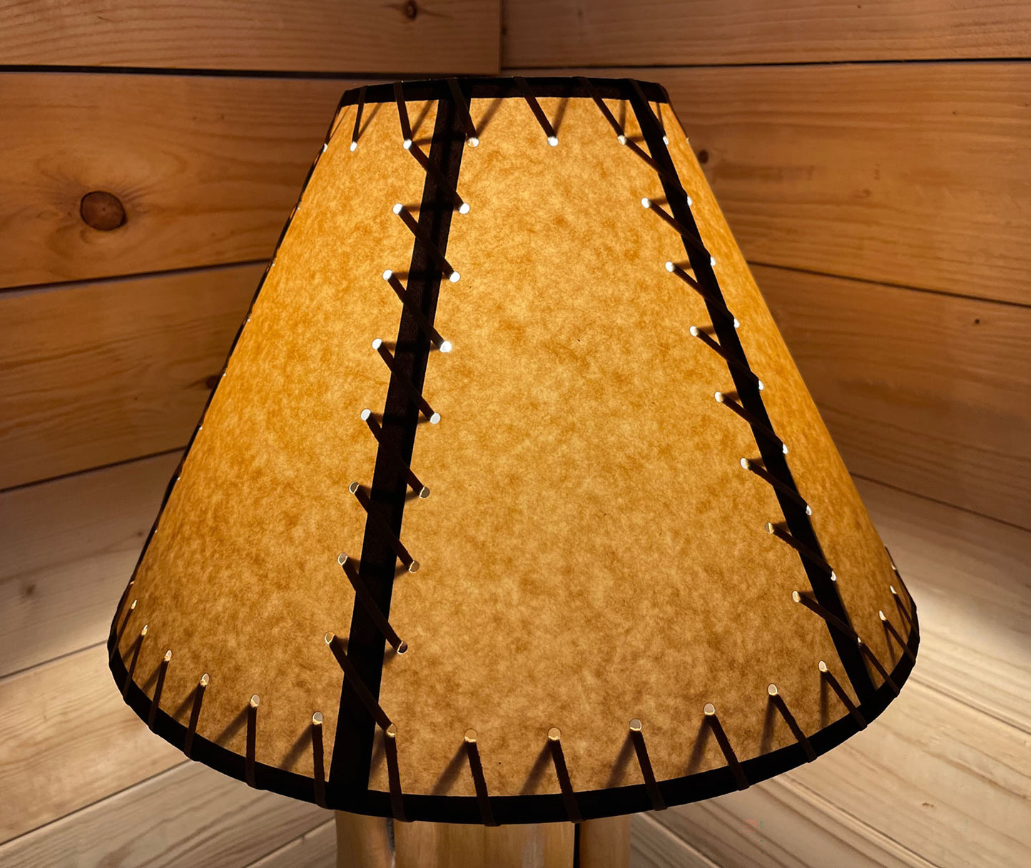 Rustic Double Laced Oiled Kraft Lamp Shade - 16"