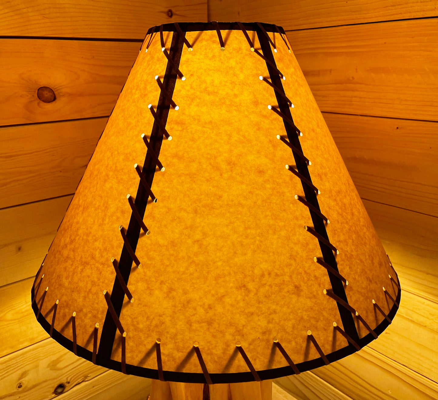 Rustic Double Laced Oiled Kraft Lamp Shade - 18"